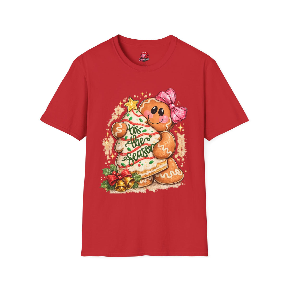 Gingerbread Girl Holding Christmas Tree T-Shirt