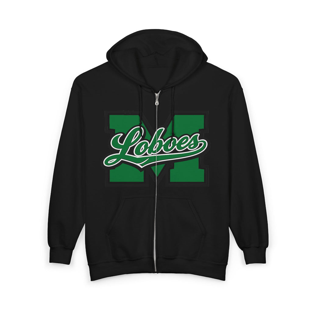 Green Block Letter Varsity Style Full-Zip Sweatshirt