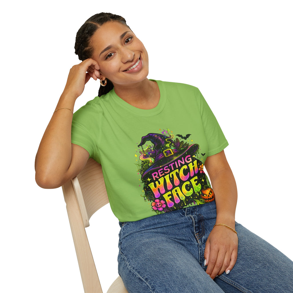 Resting Witch Face Halloween T-Shirt | Funny Witch Graphic Tee | Cute Spooky Season Shirt | Retro Halloween Witch Hat Tee | Fall Halloween Gift