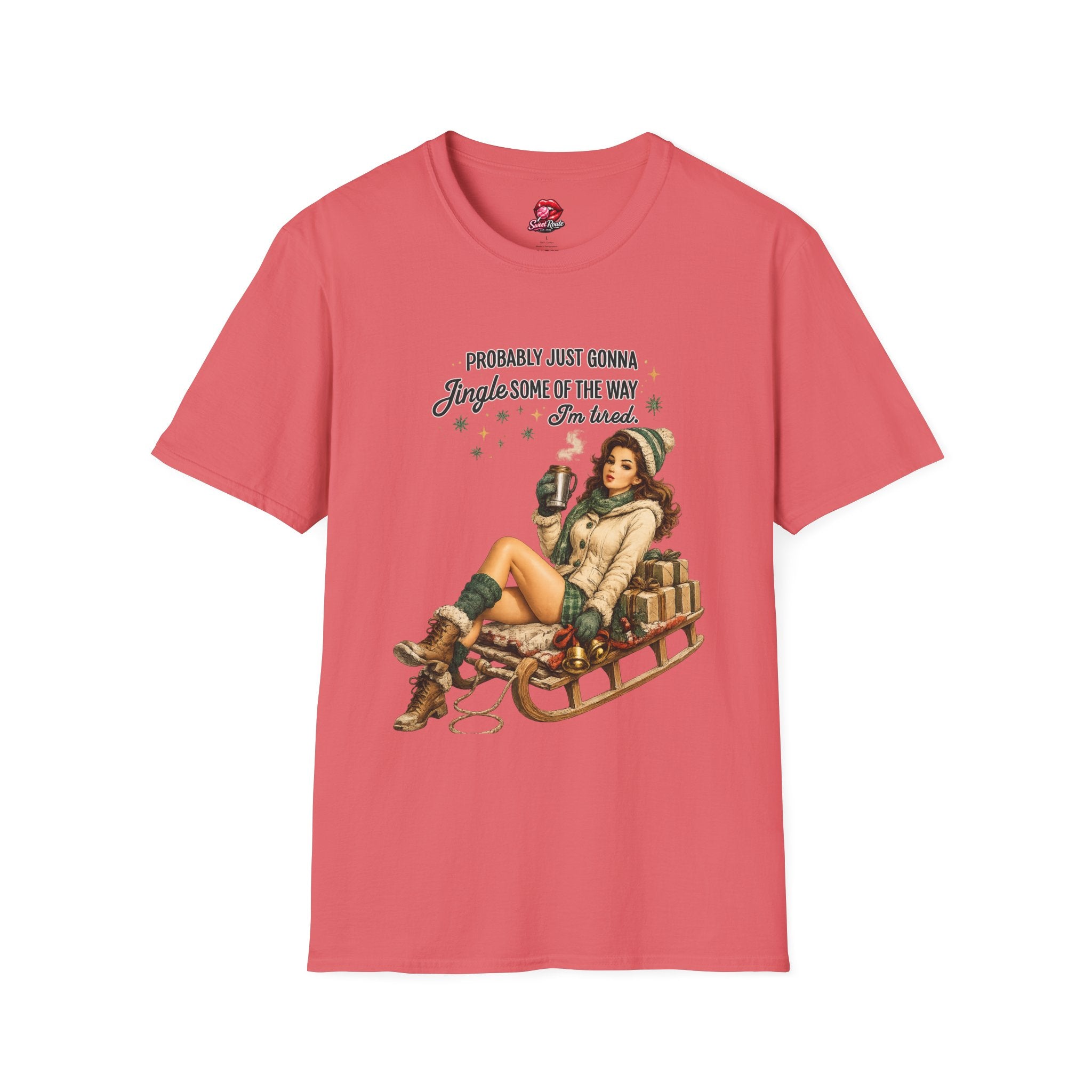 Jingle Some of the Way Vintage Pinup Sleigh T-Shirt