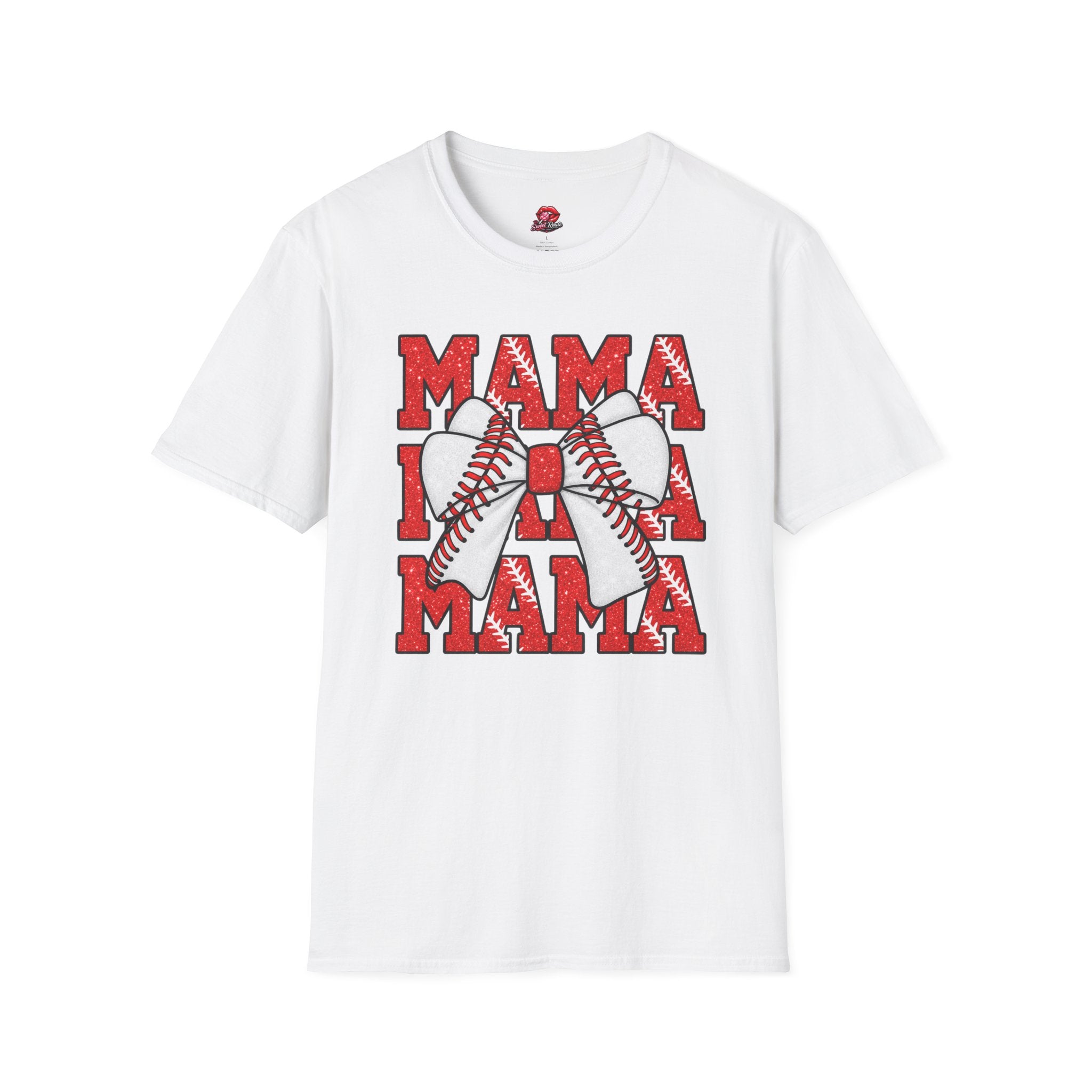 Red Glitter Baseball Mom Tee