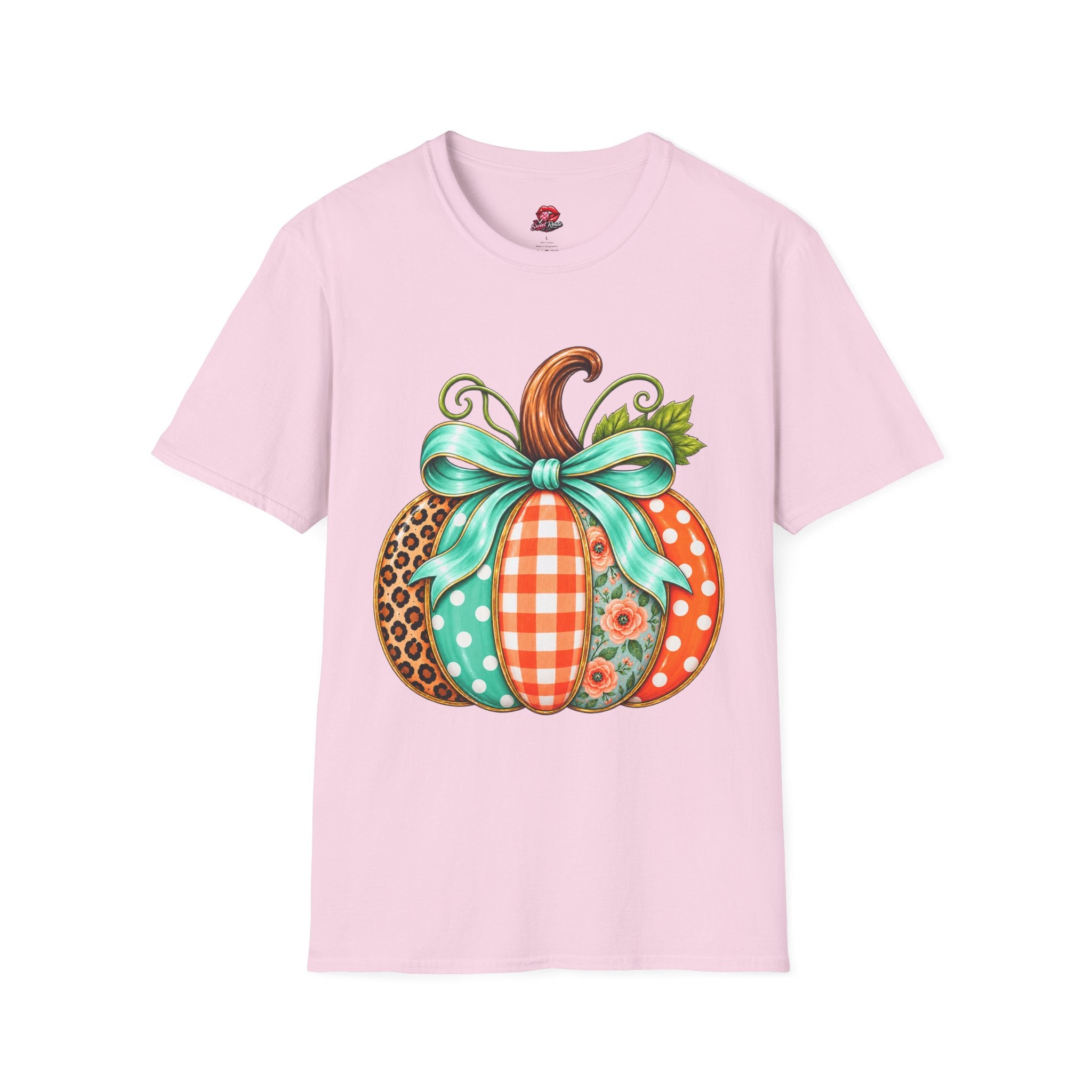 Fall Patchwork Pumpkin T‑Shirt