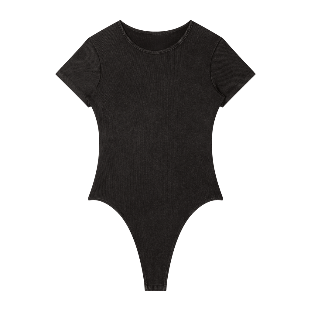 Sweet Route Women's Mineral Wash Crewneck Bodysuit