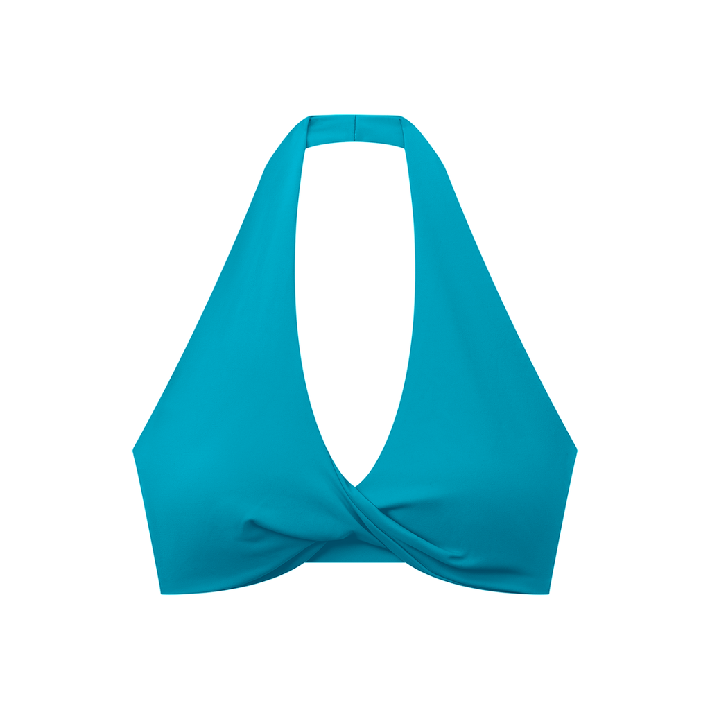 Sweet Route Women's Pleated Halter Sports Bra