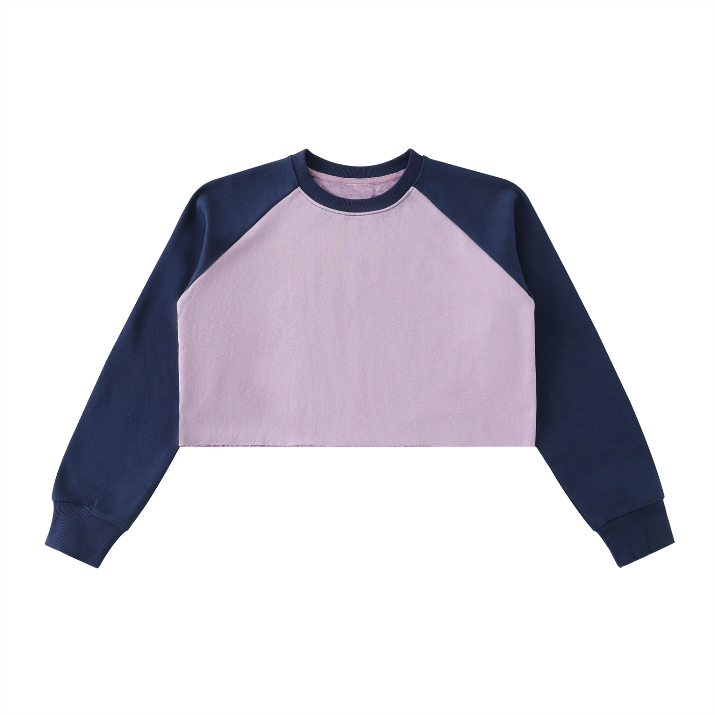 Sweet Route Raw-Hem Color-Block Raglan Crop Sweatshirt