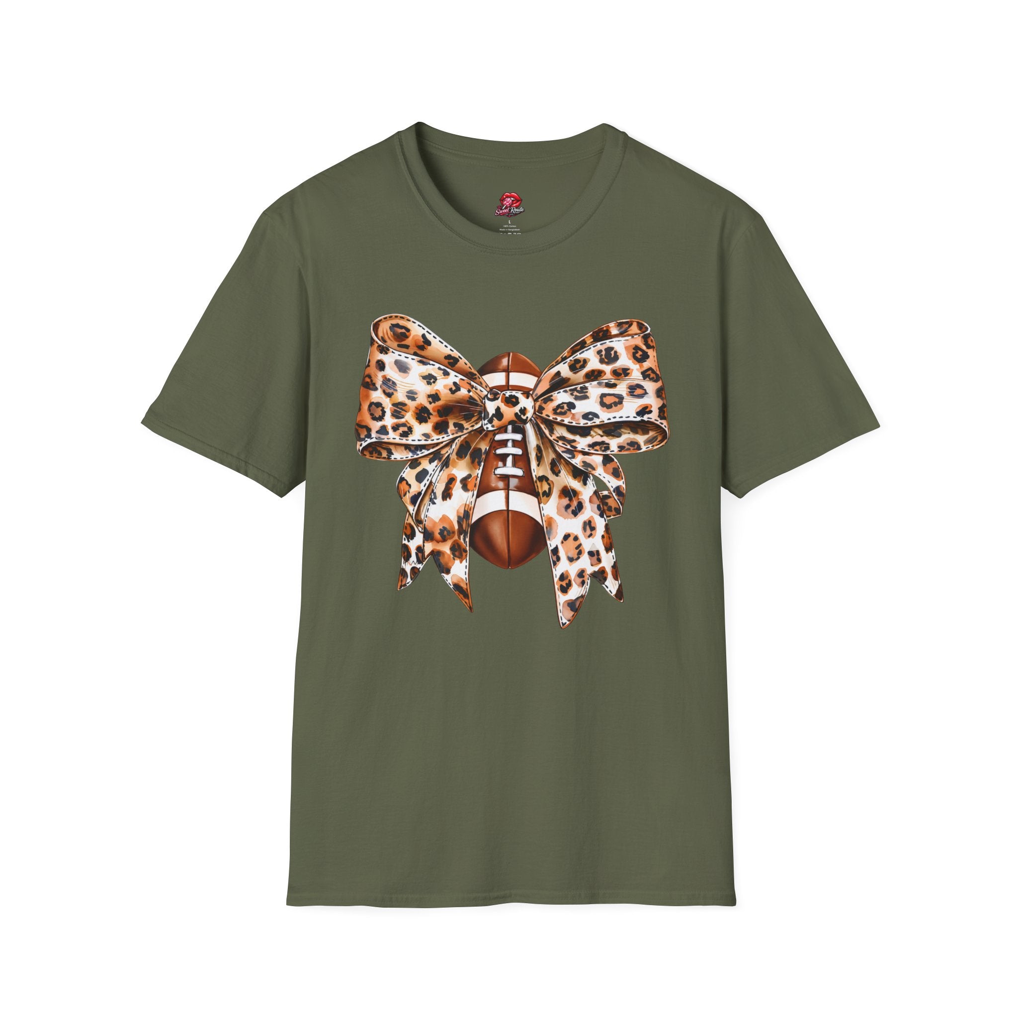 Leopard Bow Football T-Shirt