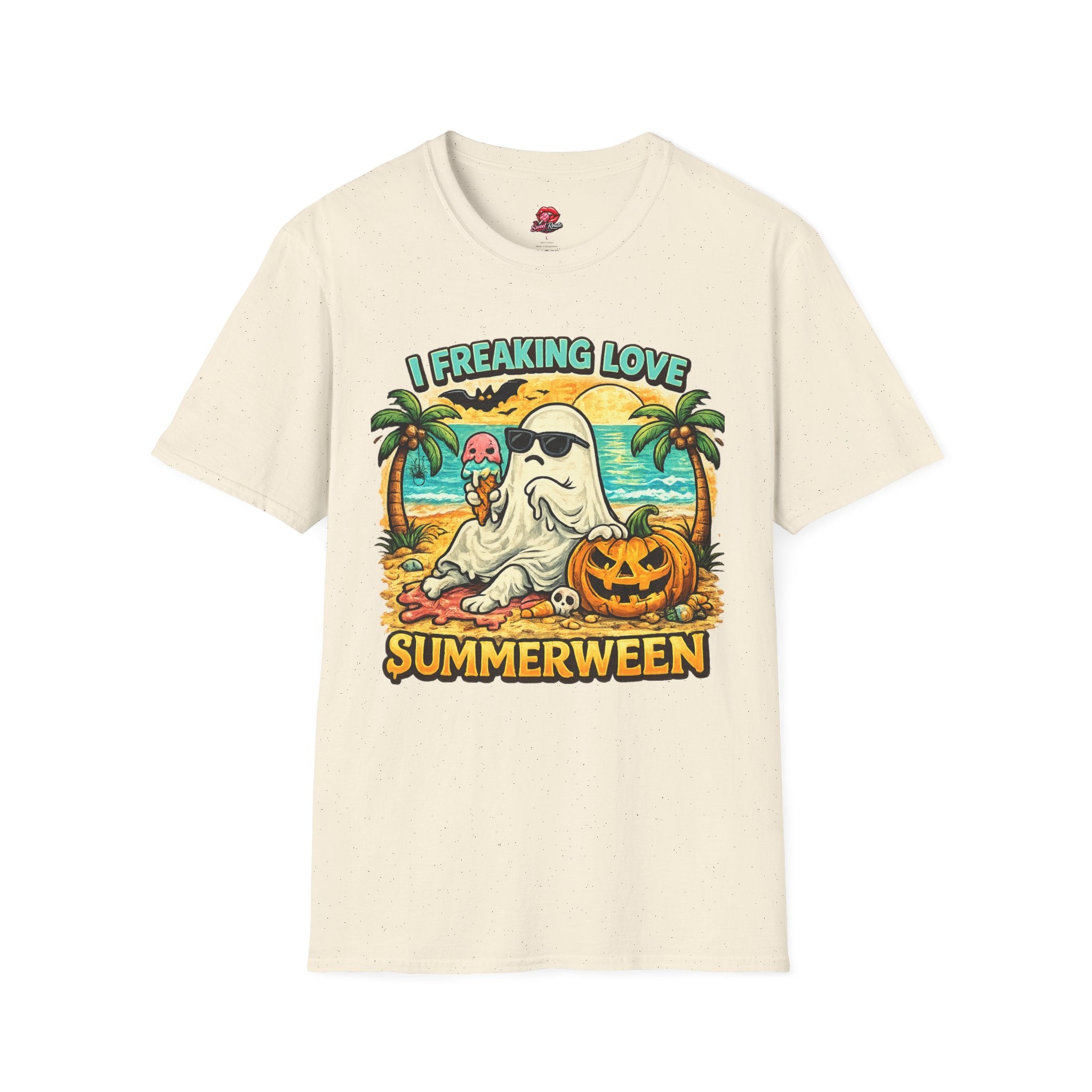 I Freaking Love Summerween Ghost T-Shirt | Funny Summerween Shirt | Cute Beach Ghost Tee | Halloween Summer Graphic Tee | Tropical Spooky Shirt