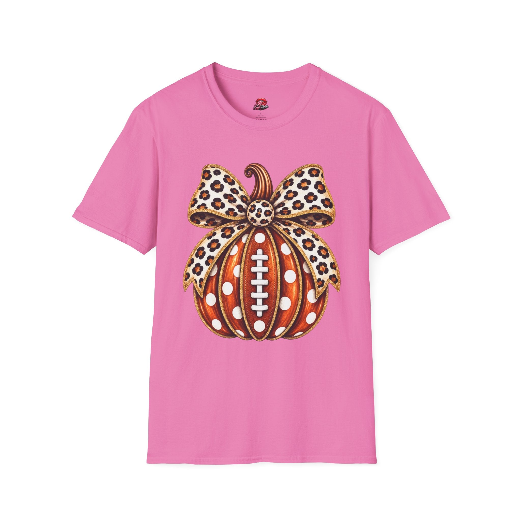 Leopard Bow Football Pumpkin T-Shirt