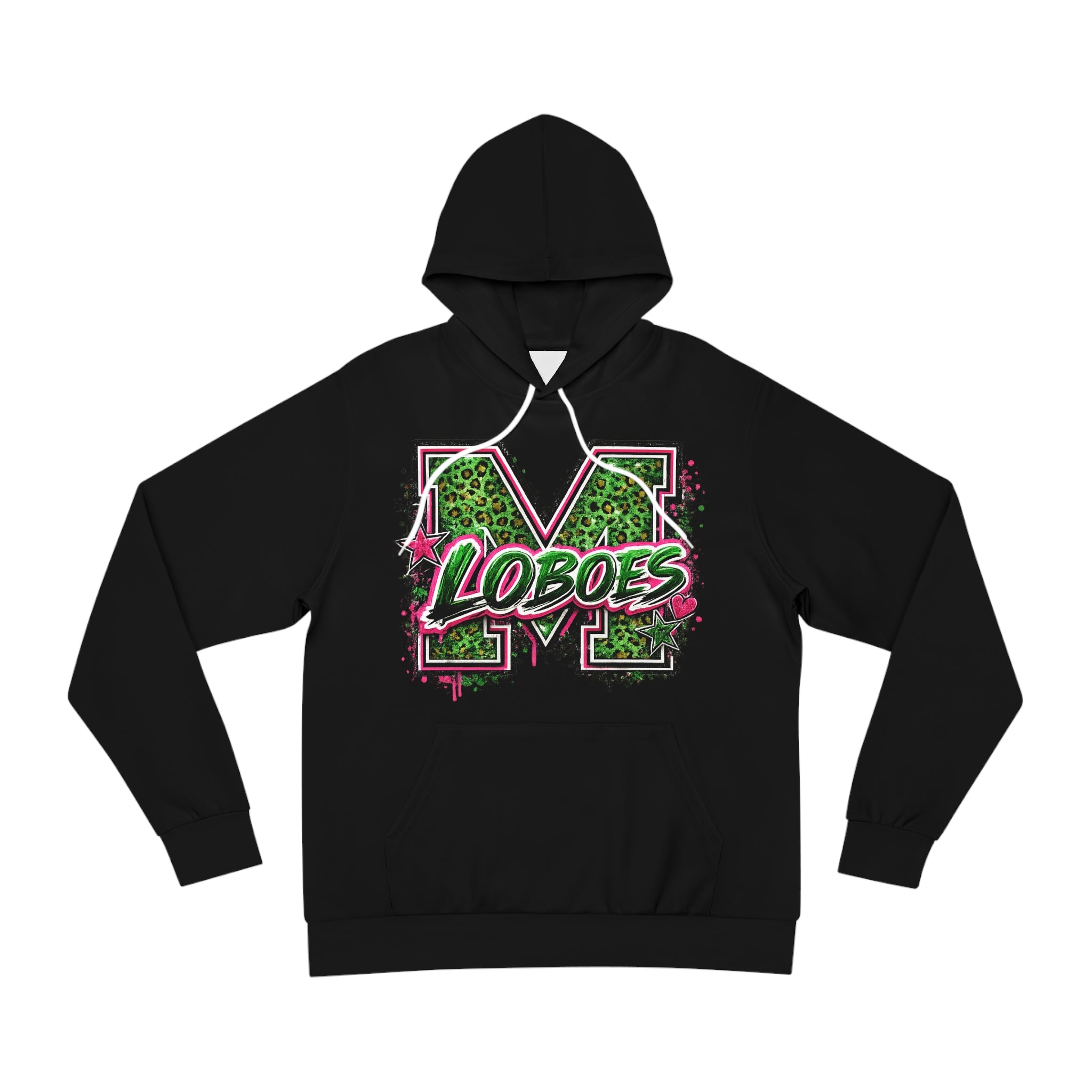 Loboes Graphic Hoodie — Leopard M Print with Pink Graffiti