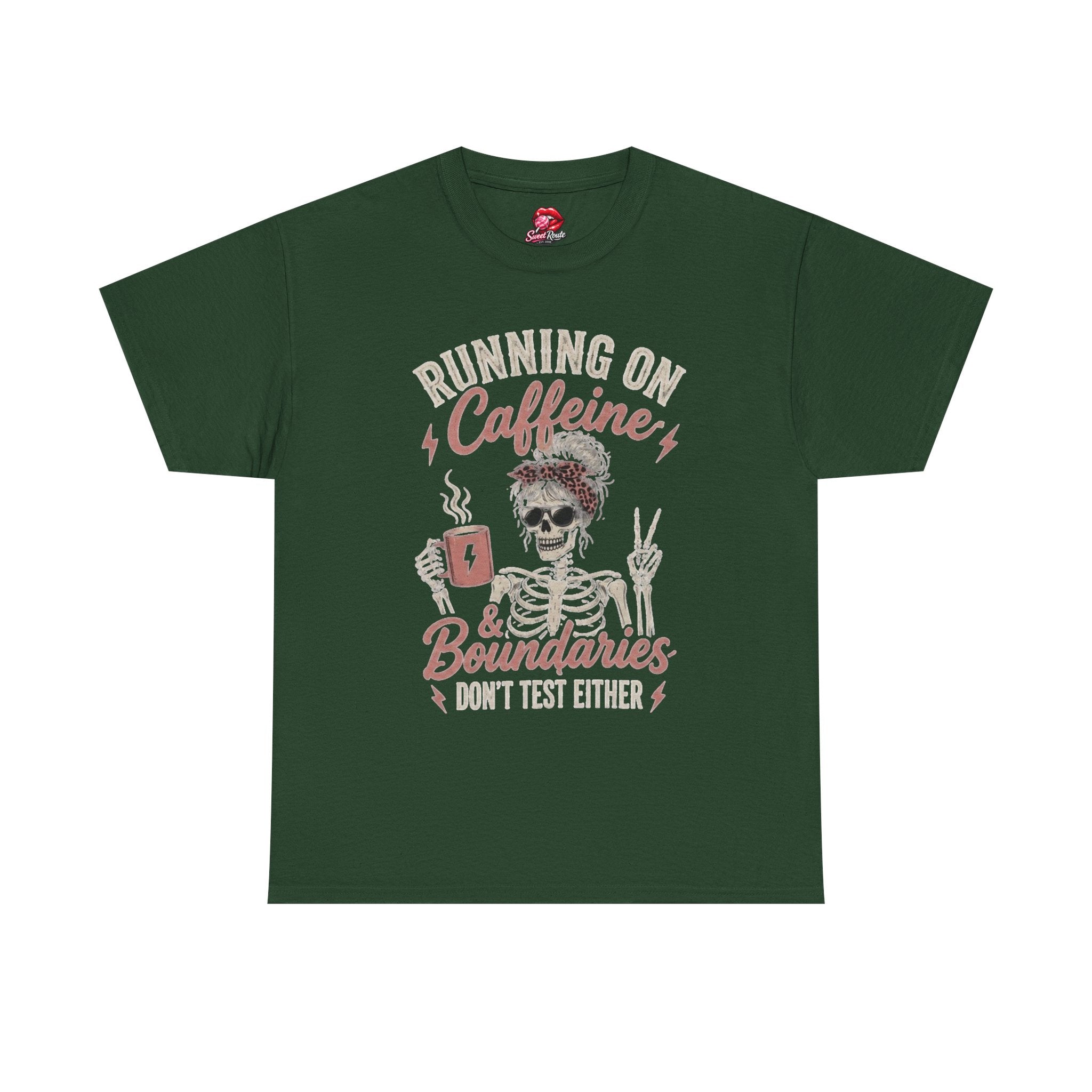 Running on Caffeine & Boundaries Skull Tee | Coffee Skeleton Shirt