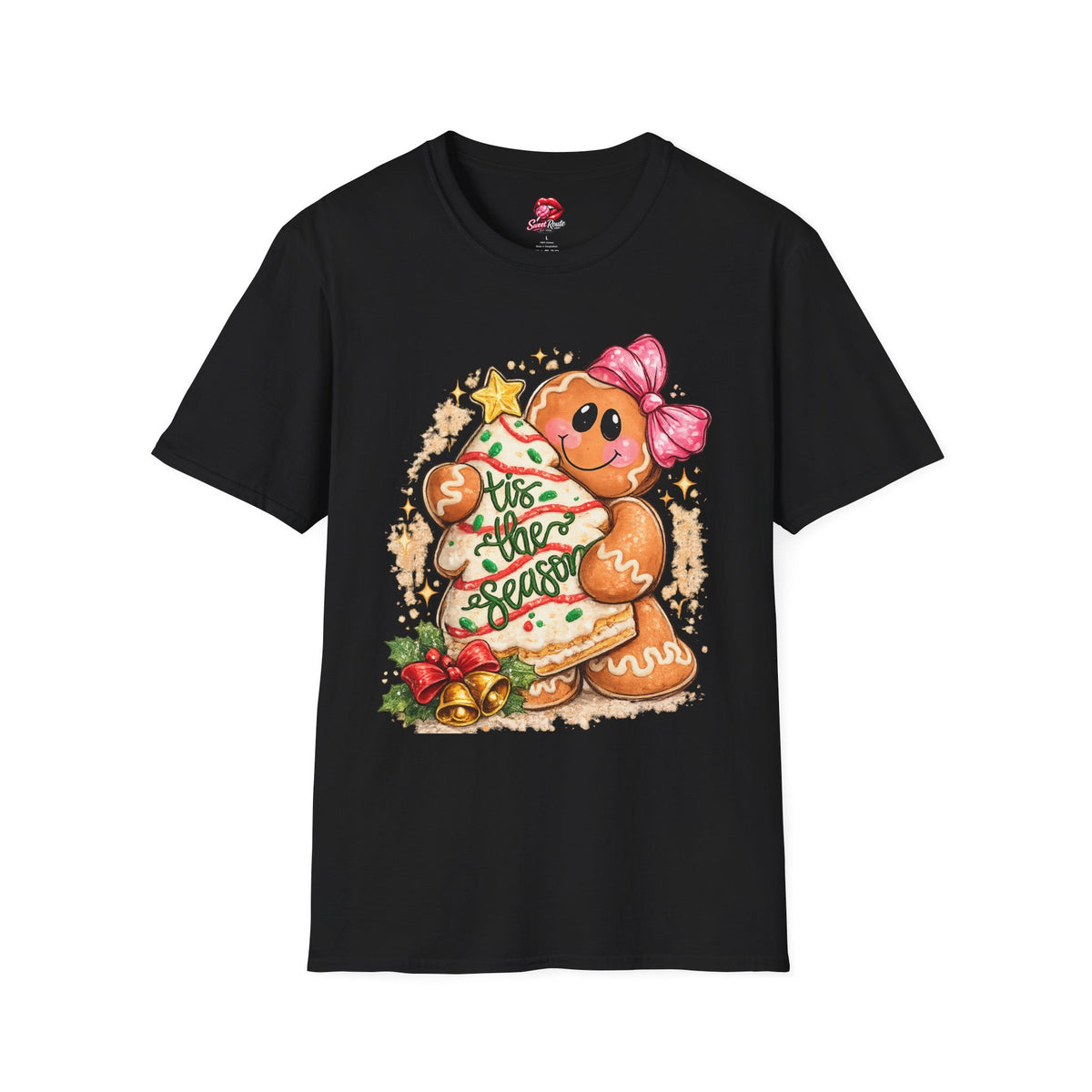Gingerbread Girl Holding Christmas Tree T-Shirt