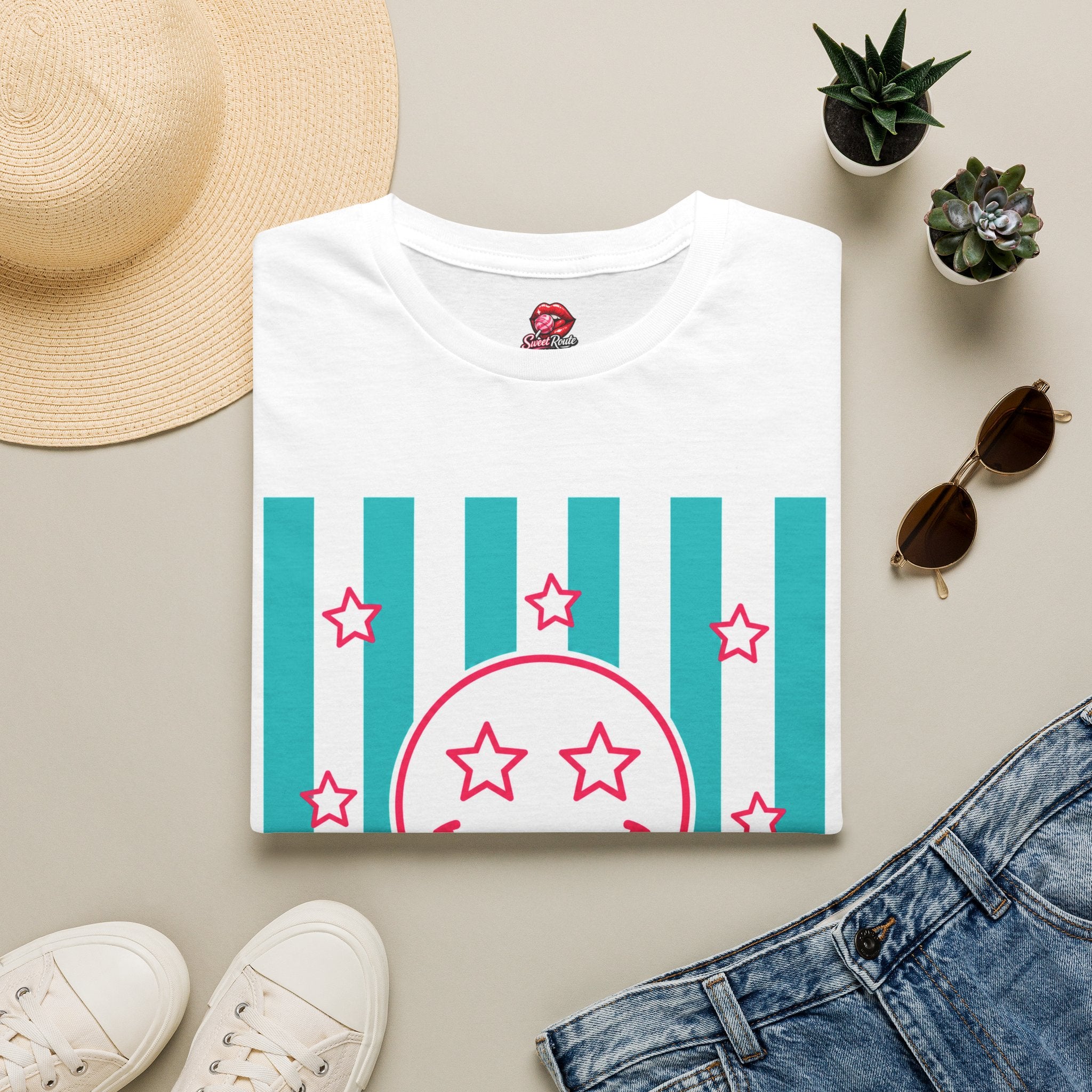 Smiley Face with Stars T-Shirt