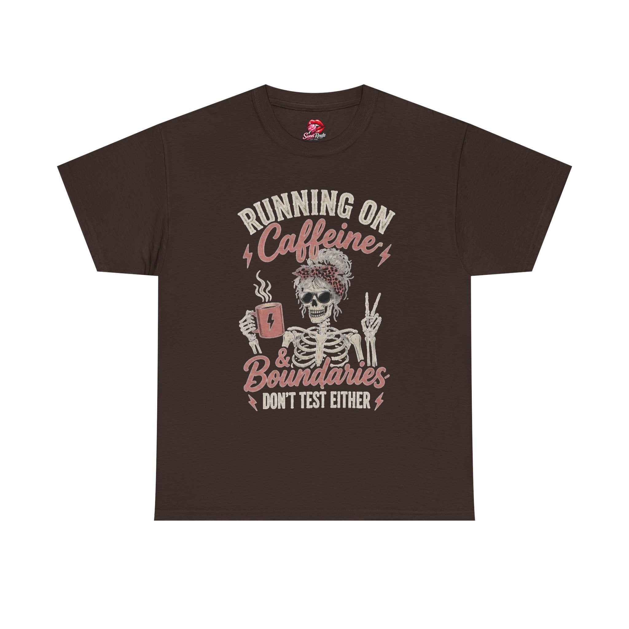 Running on Caffeine & Boundaries Skull Tee | Coffee Skeleton Shirt