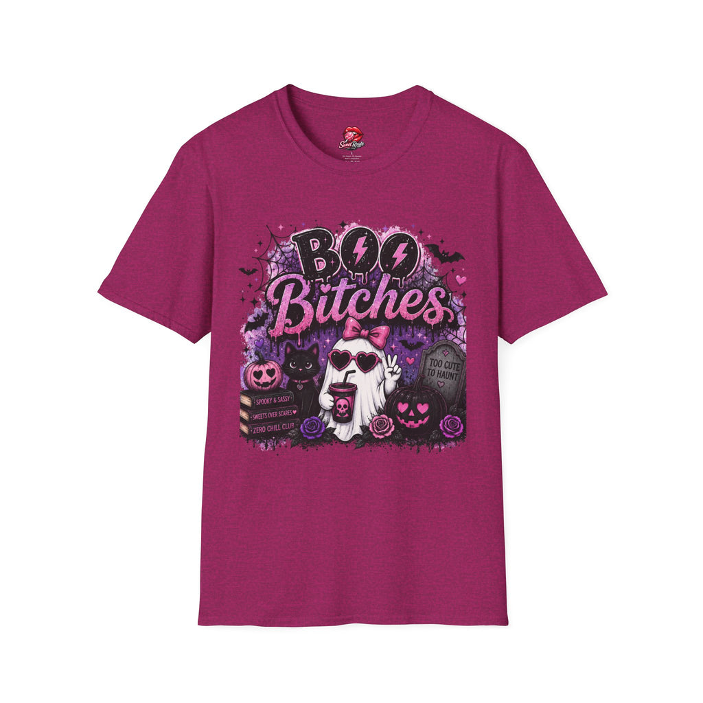 Boo Bitches Halloween T-Shirt | Funny Ghost Graphic Tee | Cute Purple Halloween Tee | Witchy Fall Gift