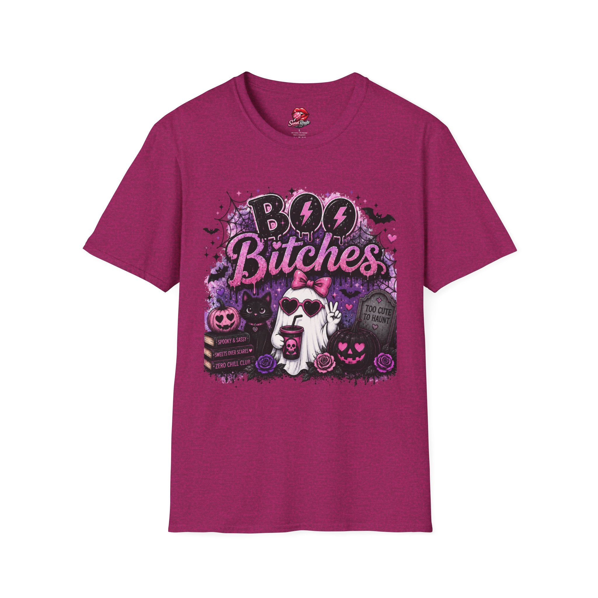 Boo Bitches Halloween T-Shirt | Funny Ghost Graphic Tee | Cute Purple Halloween Tee | Witchy Fall Gift