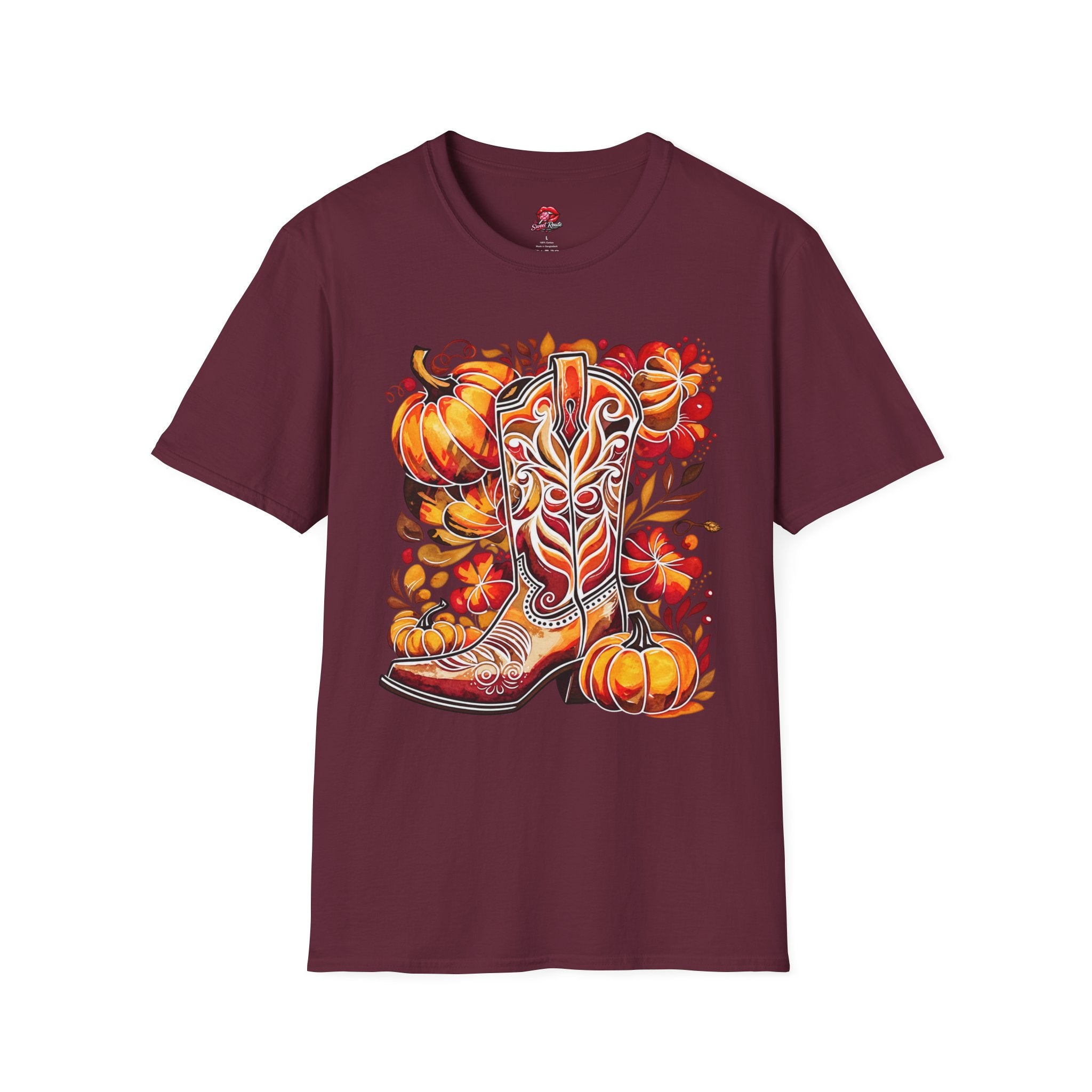 Autumn Cowgirl Boots Pumpkin T-Shirt