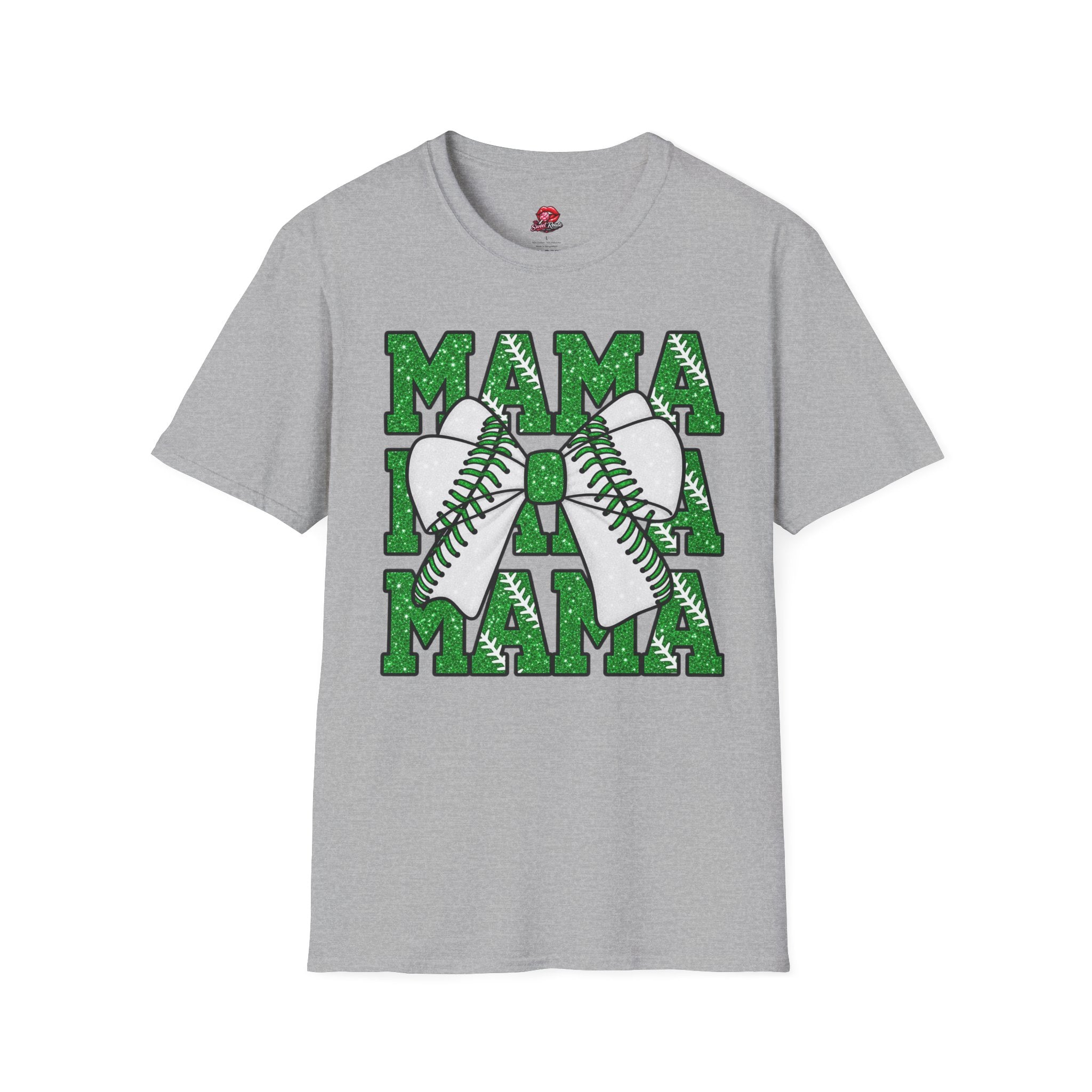 Green Glitter Mama Baseball Tee