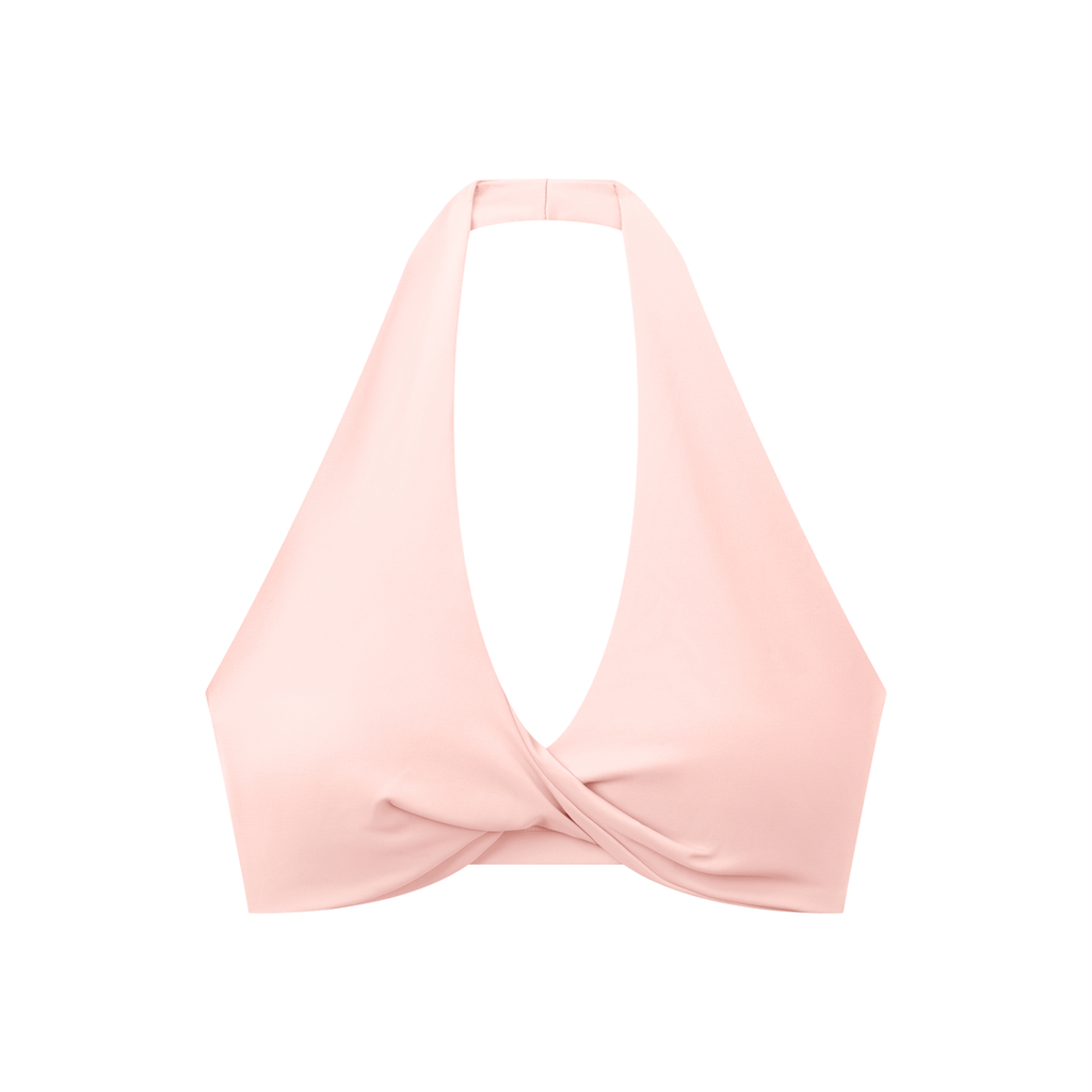 Sweet Route Women's Pleated Halter Sports Bra