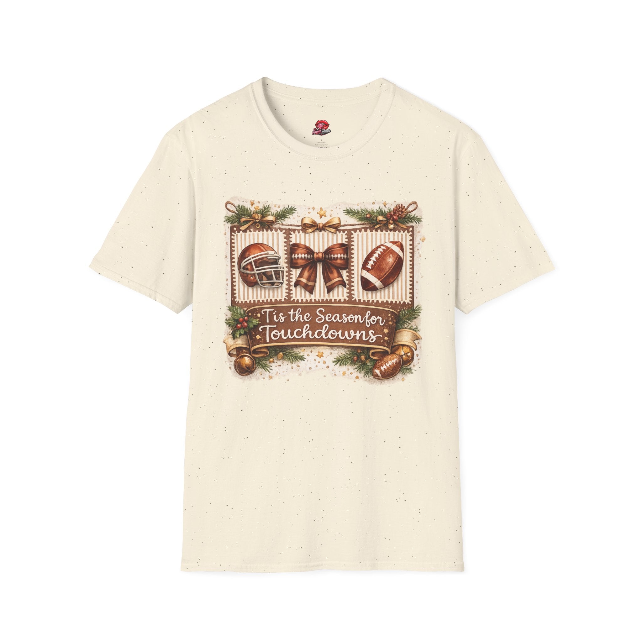 ’Tis the Season for Touchdowns Football Christmas T-Shirt | Funny Holiday Game Day Tee | Football Fan Christmas Shirt