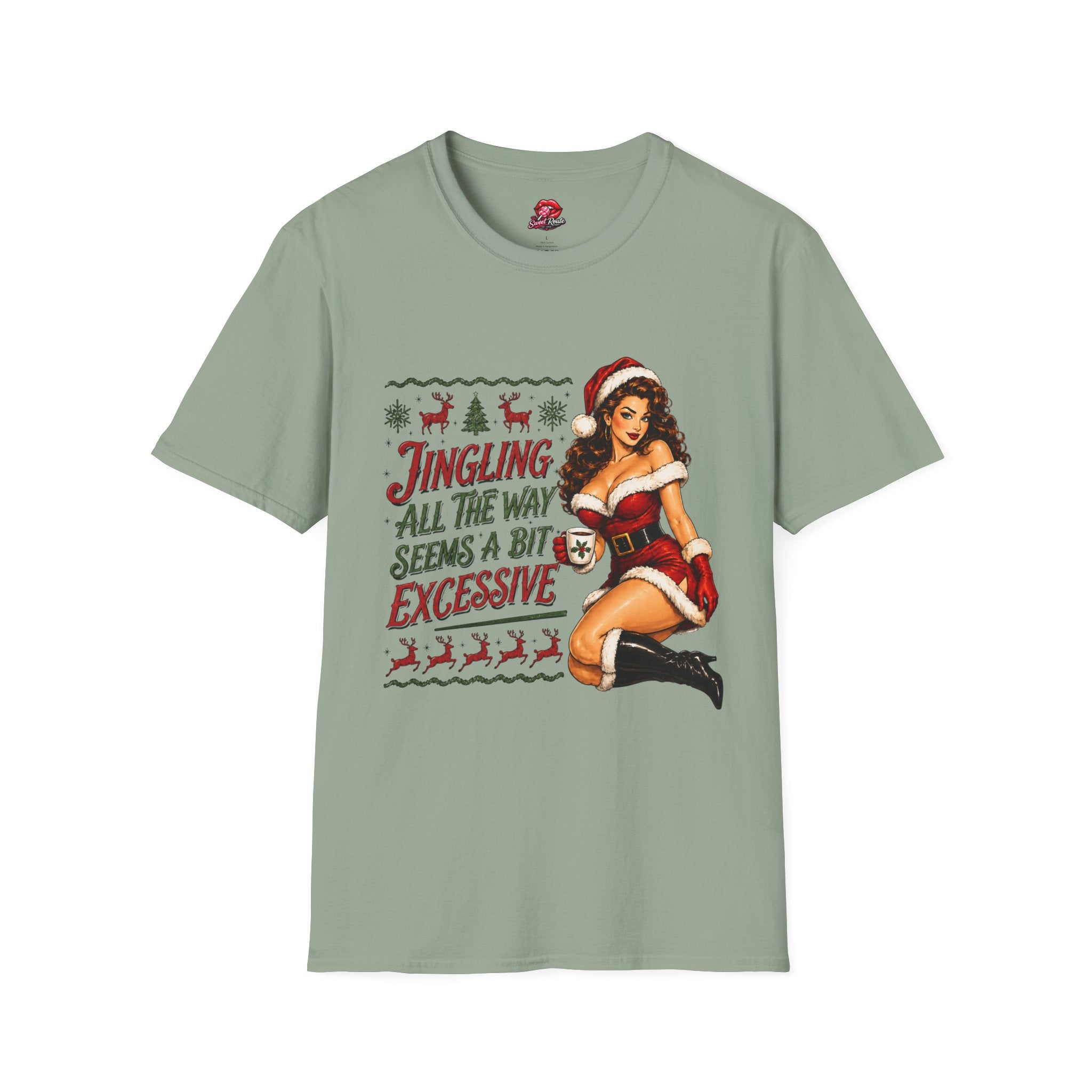 Jingling All The Way Pinup Santa T-Shirt