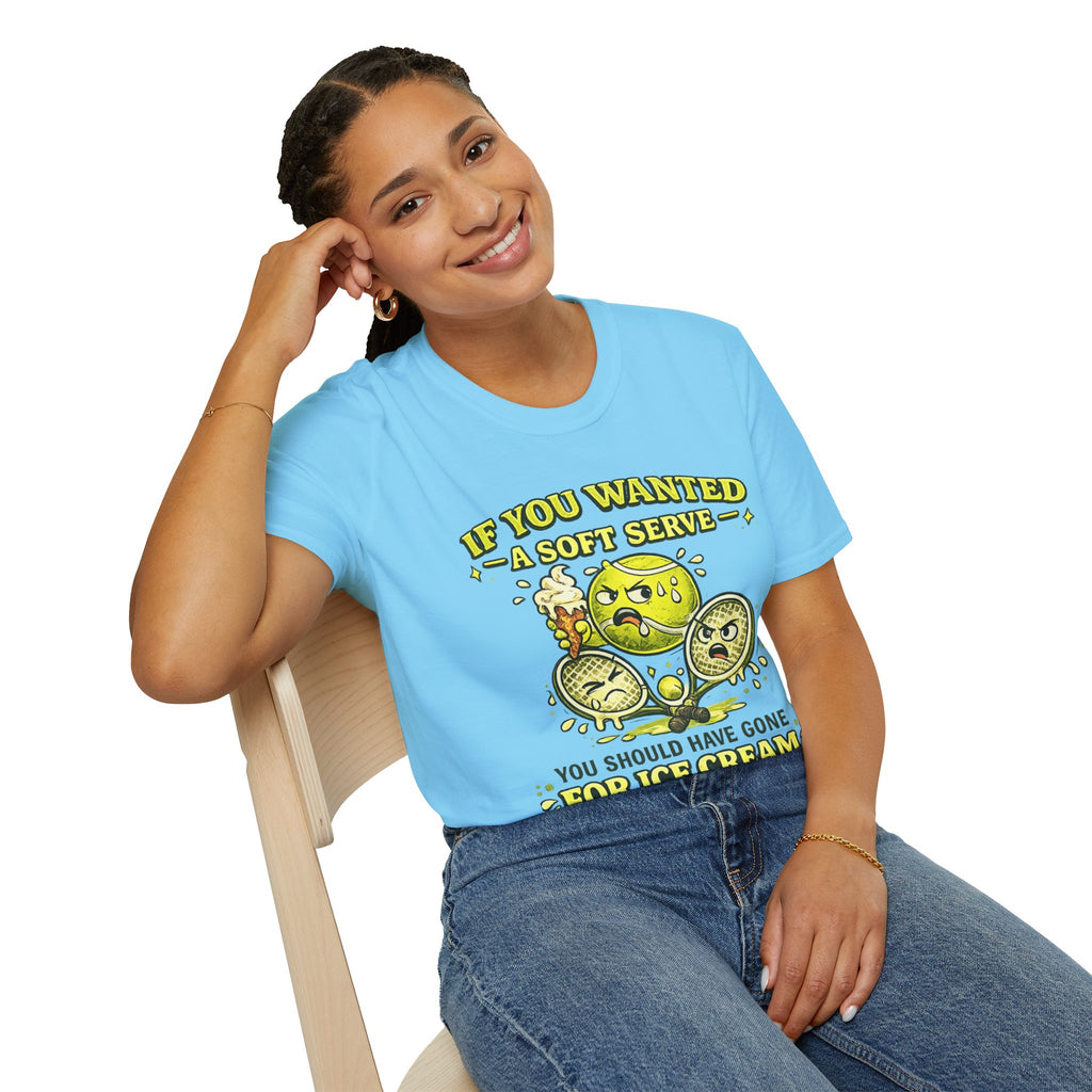 If You Wanted A Soft Serve: Funny Tennis Ball Ice Cream Graphic Tee