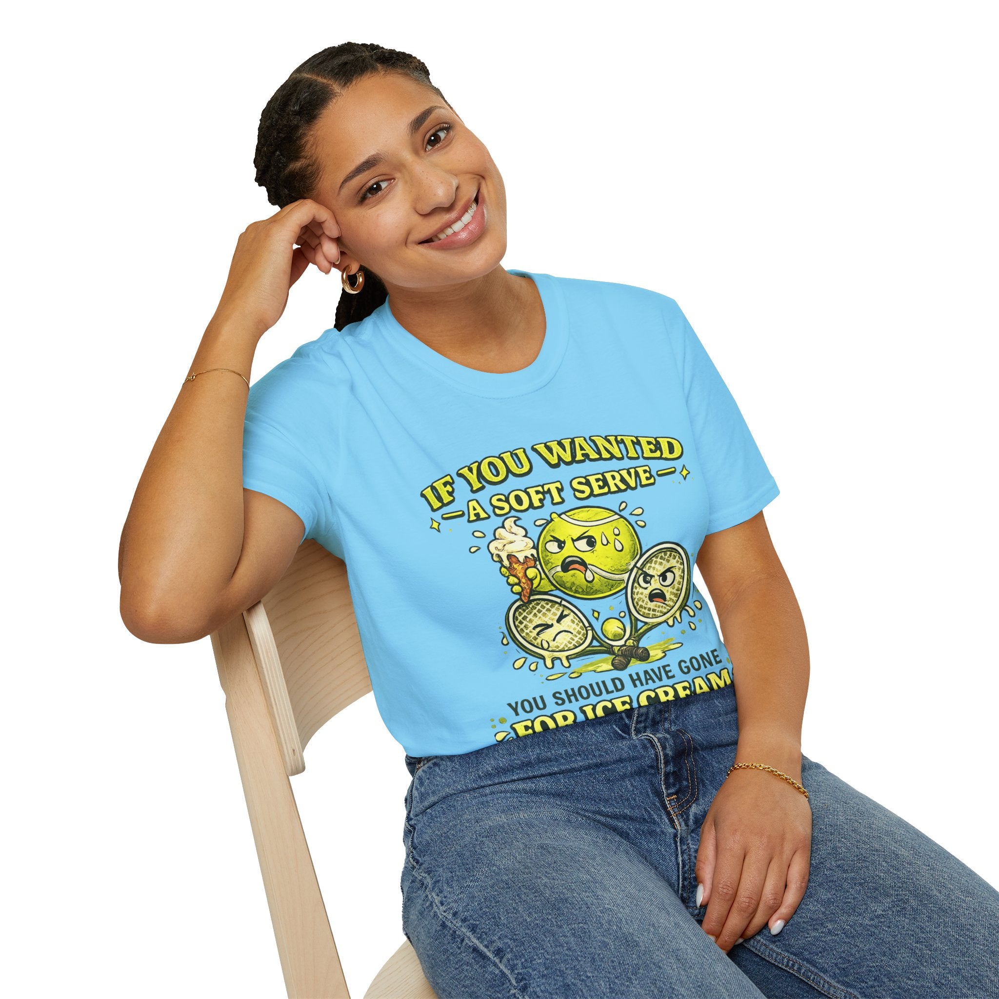 If You Wanted A Soft Serve: Funny Tennis Ball Ice Cream Graphic Tee