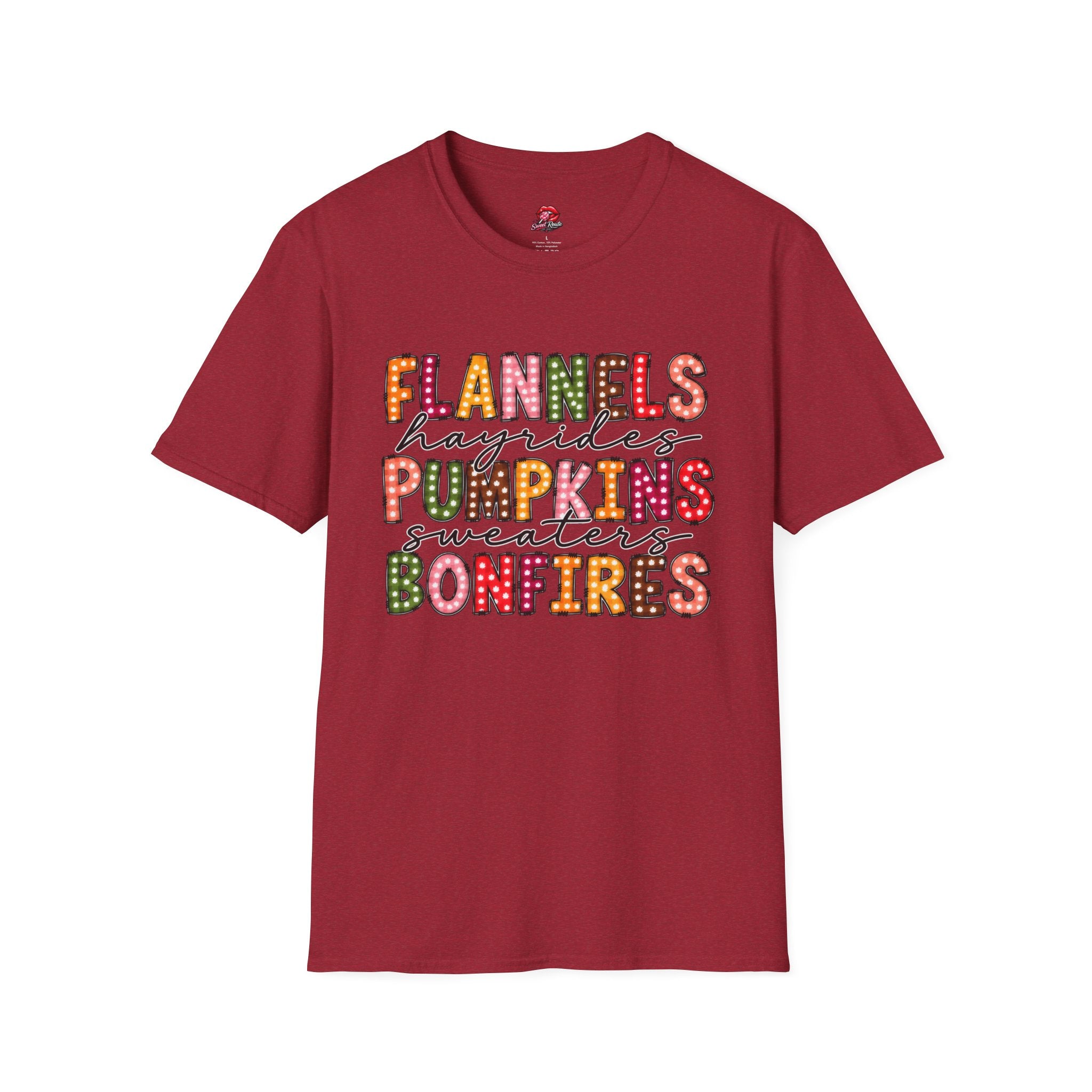 Flannels Hayrides Pumpkins Sweaters Bonfires Tee