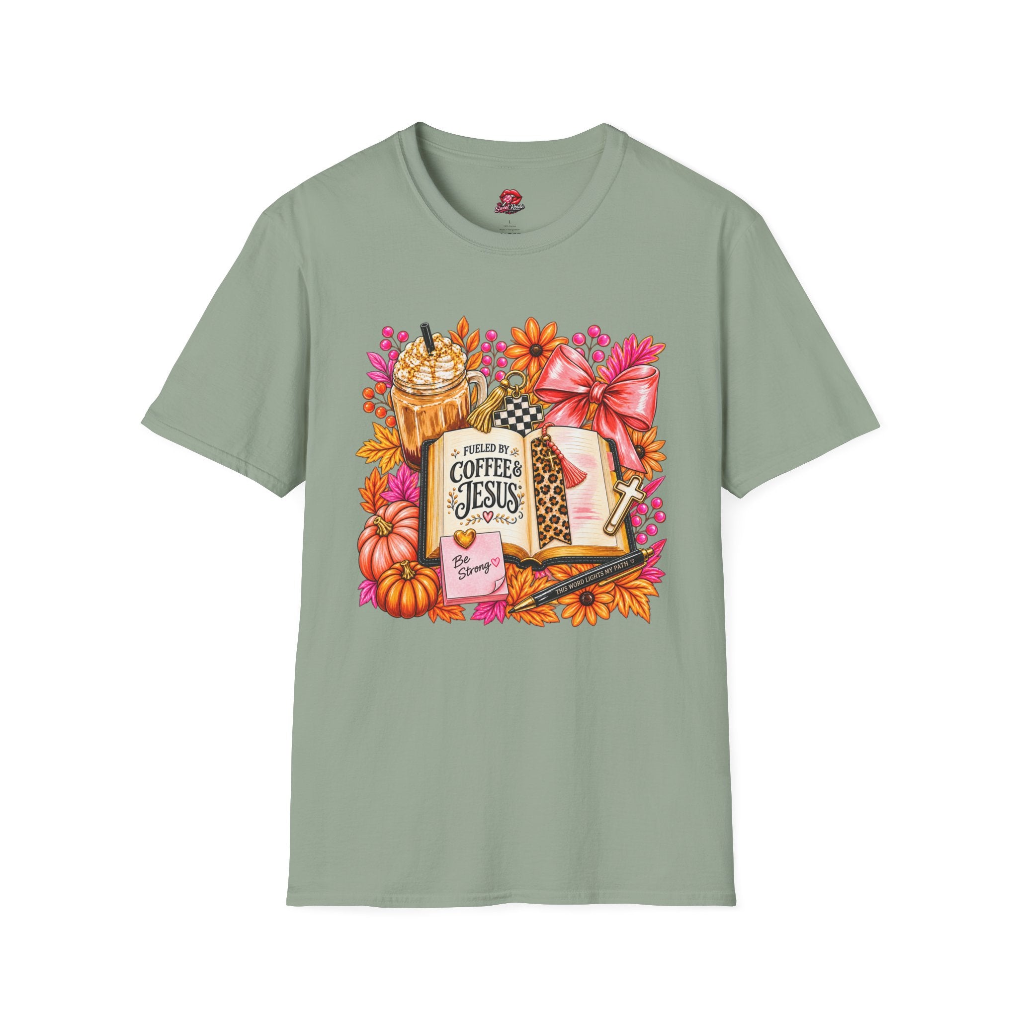 Fueled by Coffee & Jesus Autumn Floral Tee