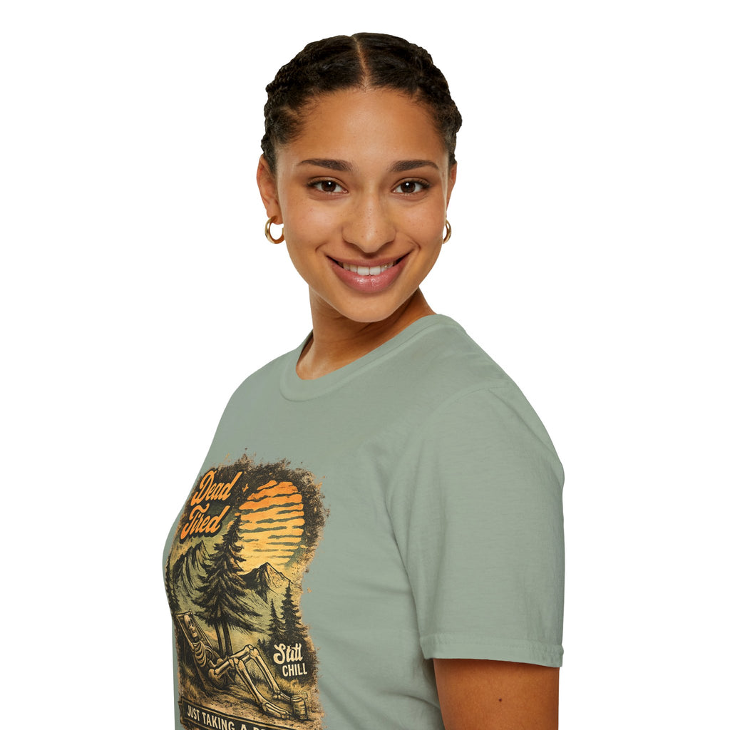 Dead Tired Vintage Camping Tee with Sunset Pines