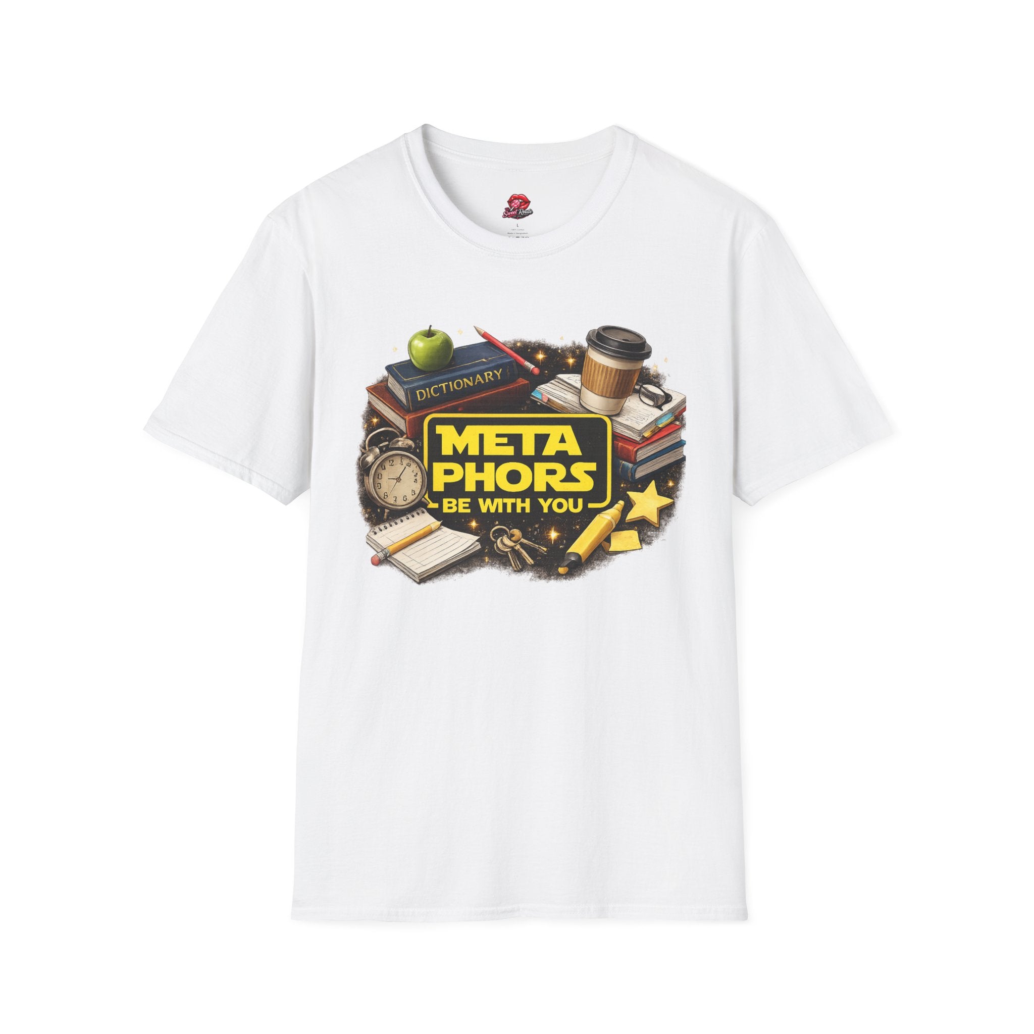 Metaphors Be With You T-Shirt | Funny English Teacher Shirt | Literary Wordplay Tee | Book Lover Gift | Reading & Writing Graphic Tee