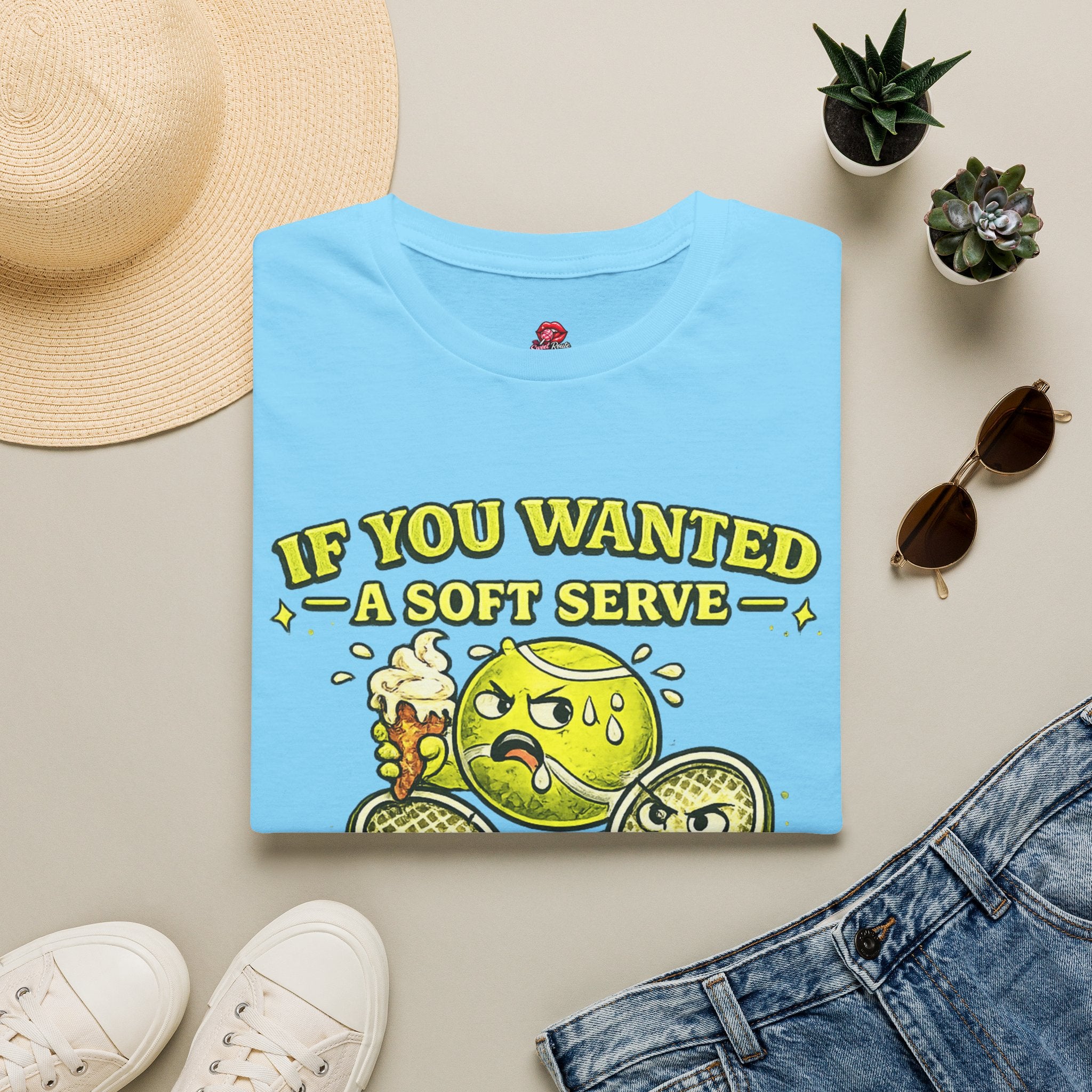 If You Wanted A Soft Serve: Funny Tennis Ball Ice Cream Graphic Tee