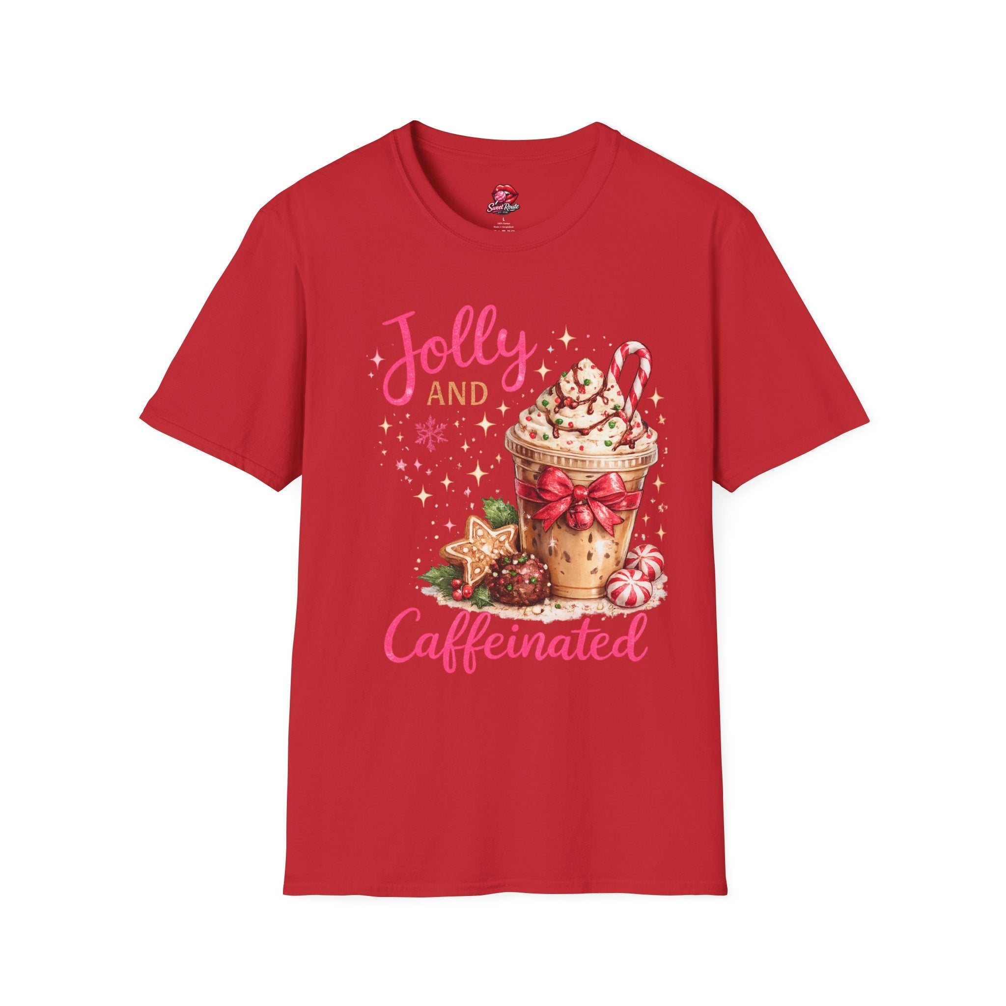 Jolly and Caffeinated Christmas T-Shirt