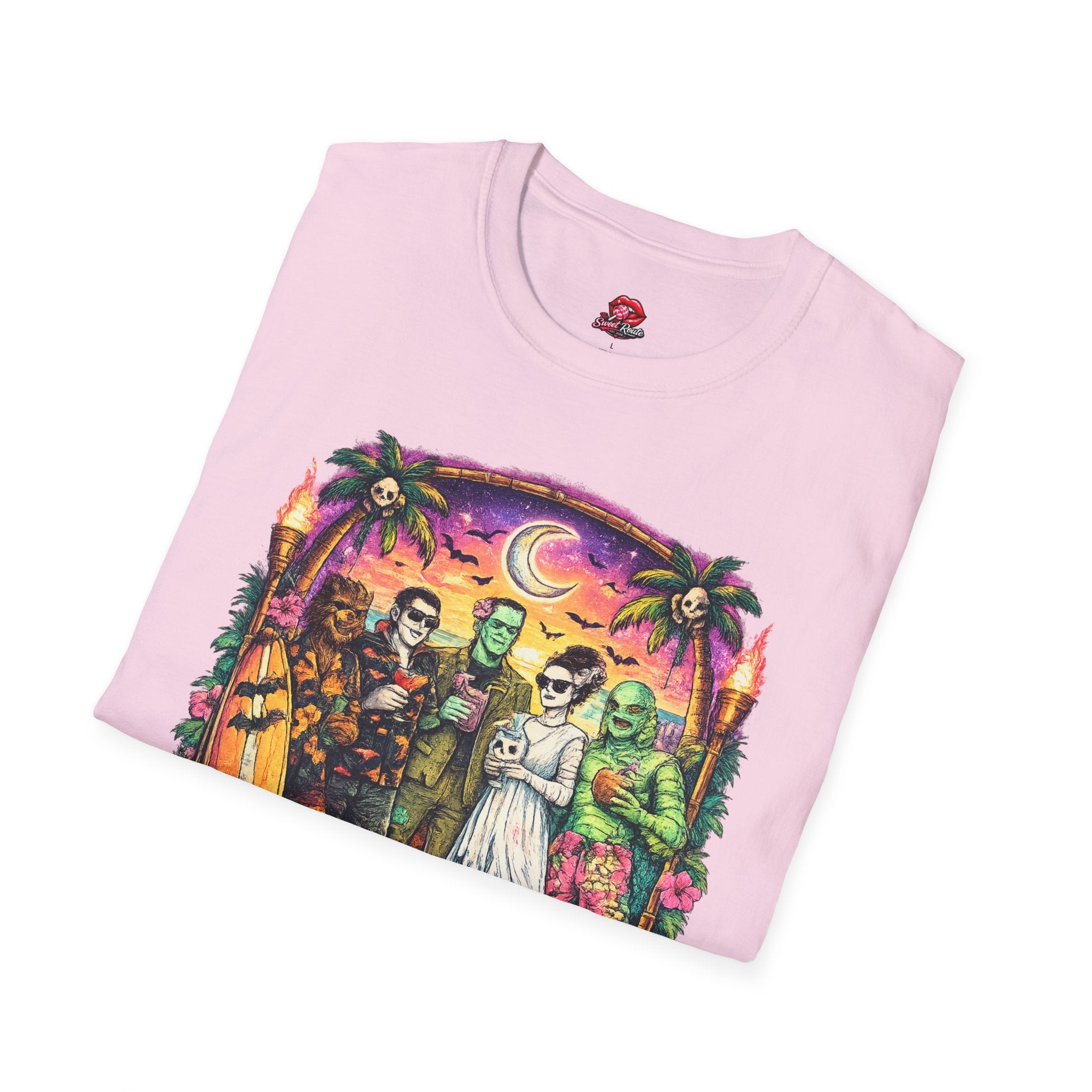 Summerween Forever T-Shirt | Retro Monster Beach Party Graphic Tee | Spooky Summer Halloween Shirt | Cute Horror Vacation Tee
