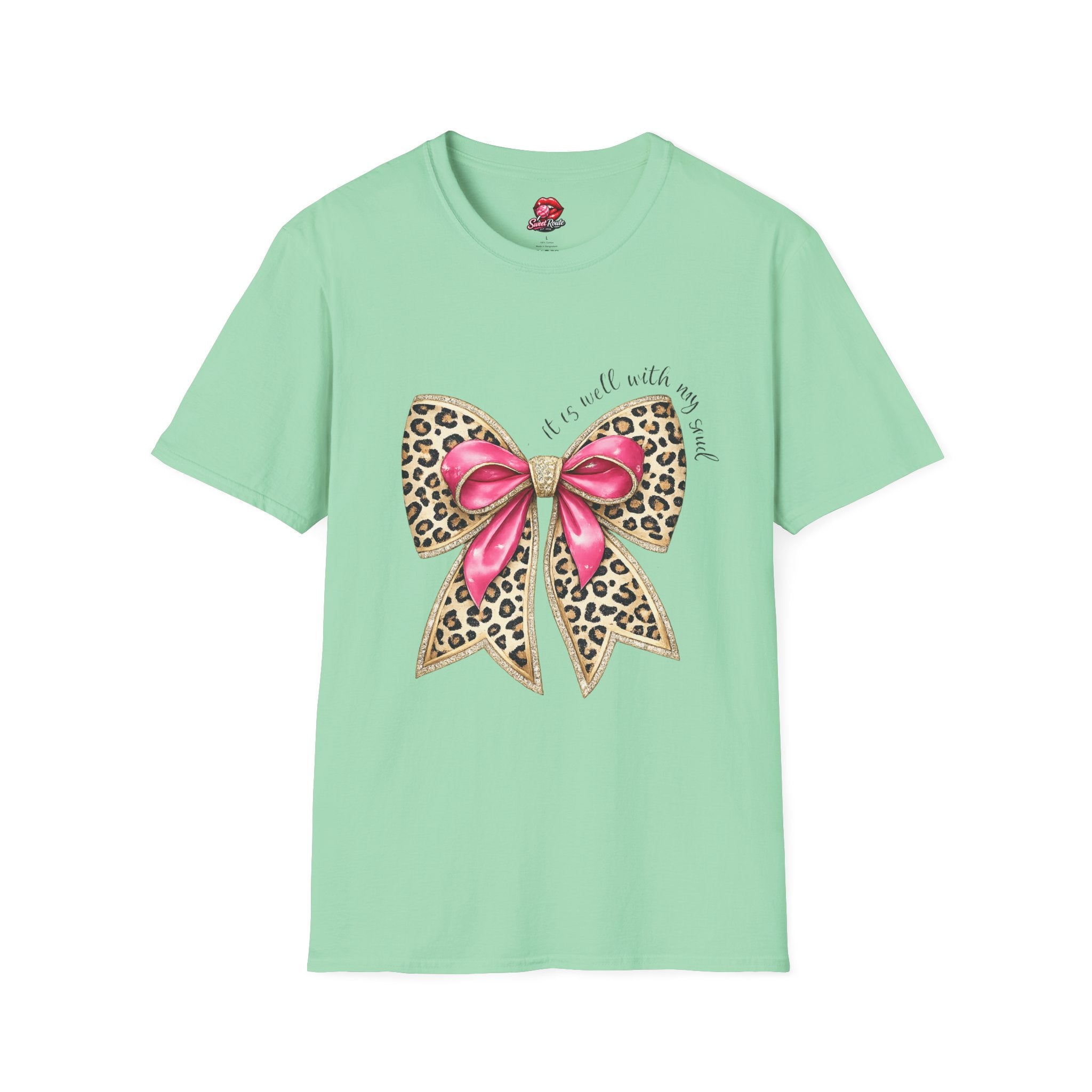 Leopard Bow with Pink Ribbon T-Shirt