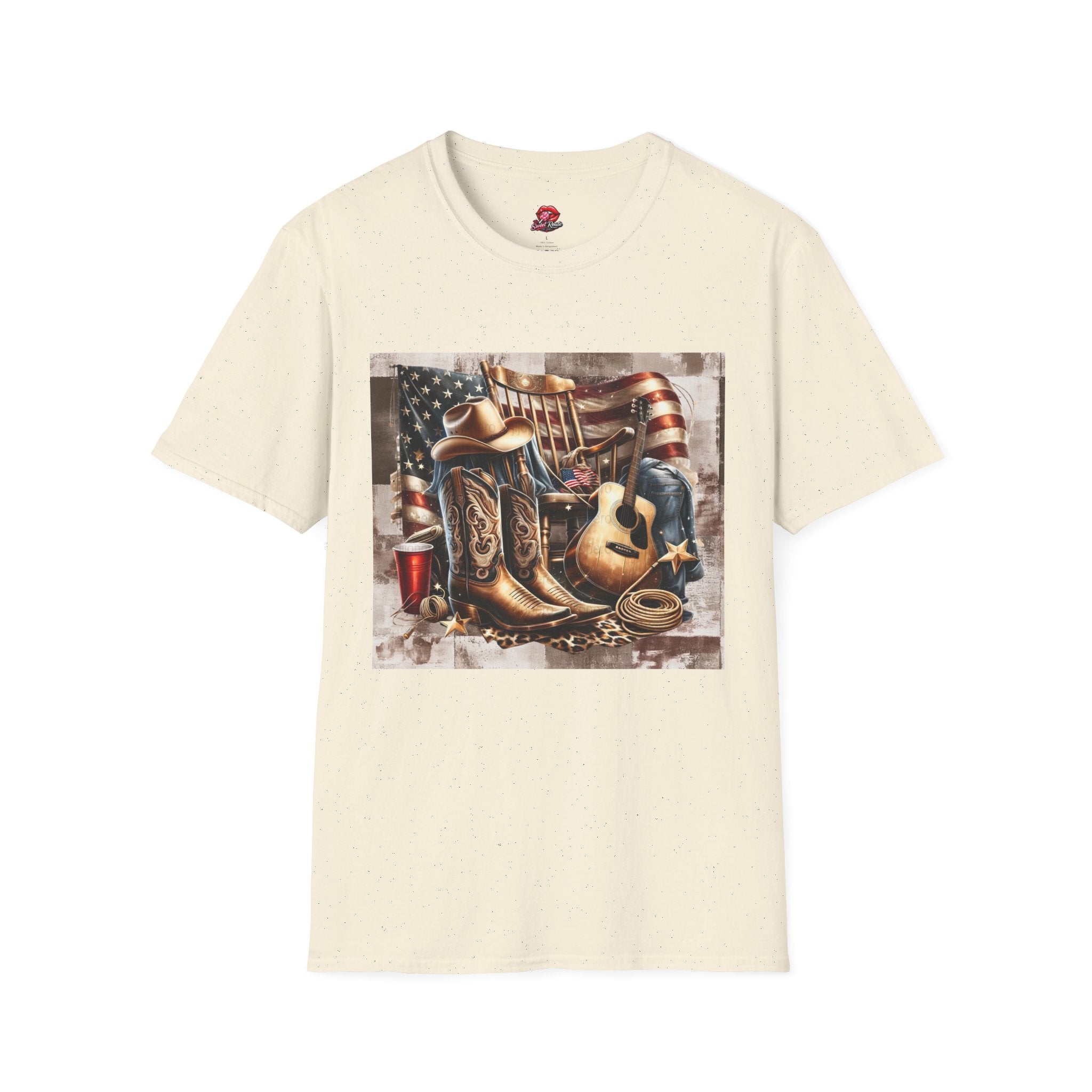 Patriotic Cowboy Boots & Flag T-Shirt