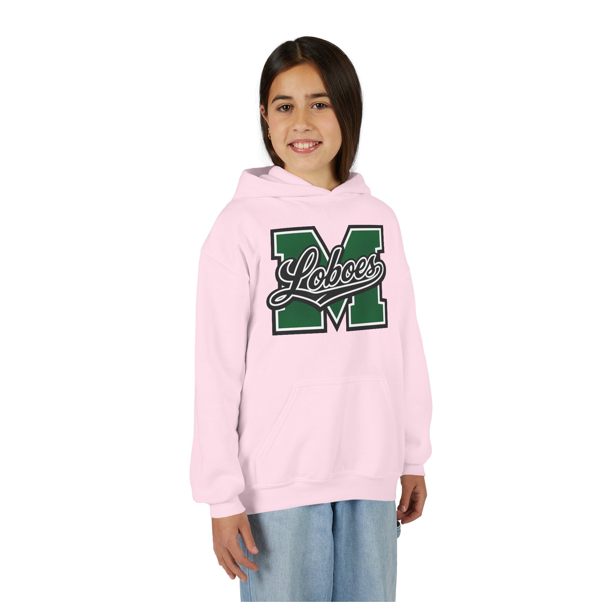 Youth Hoodie — 'M Loboes' Varsity Letterman School Spirit Pullover