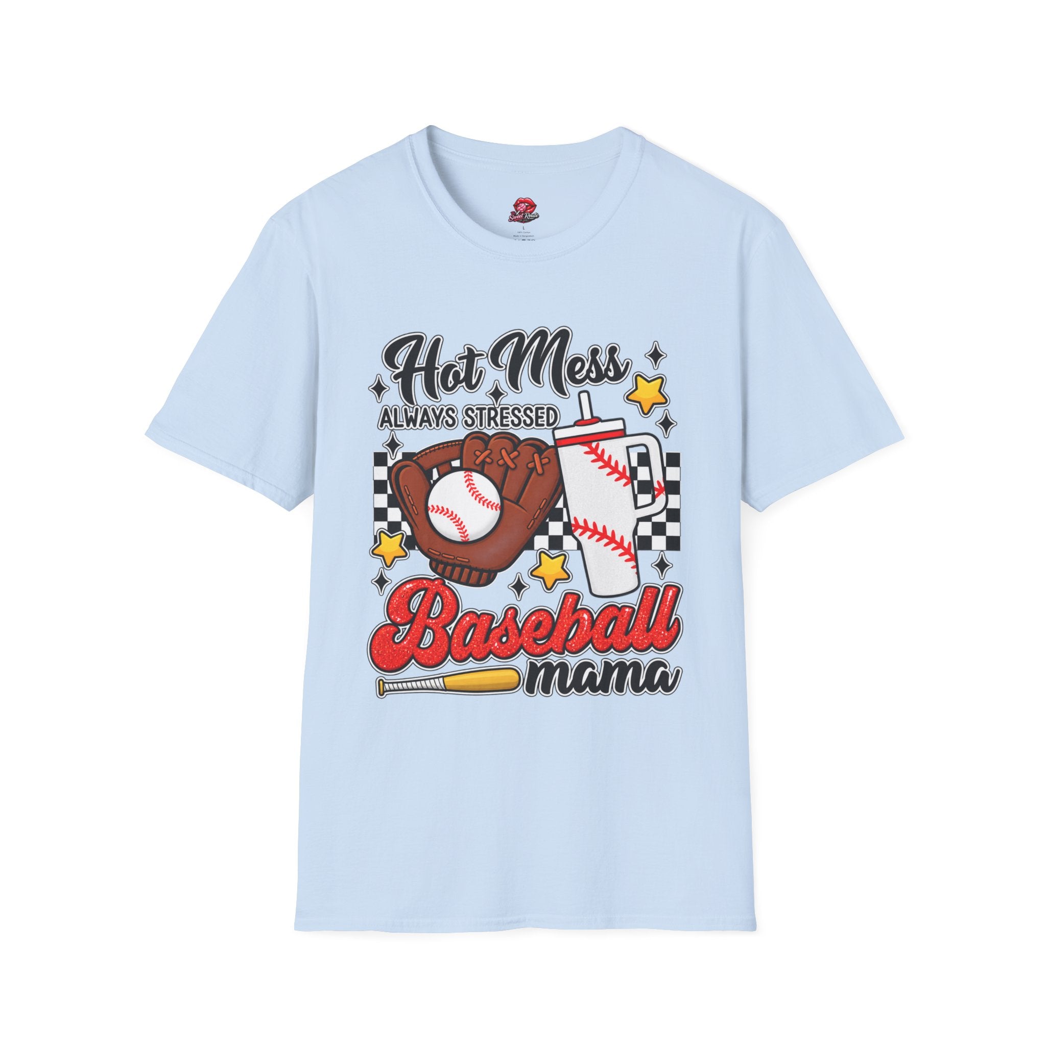 Hot Mess, Always Stressed Baseball Mom Tee