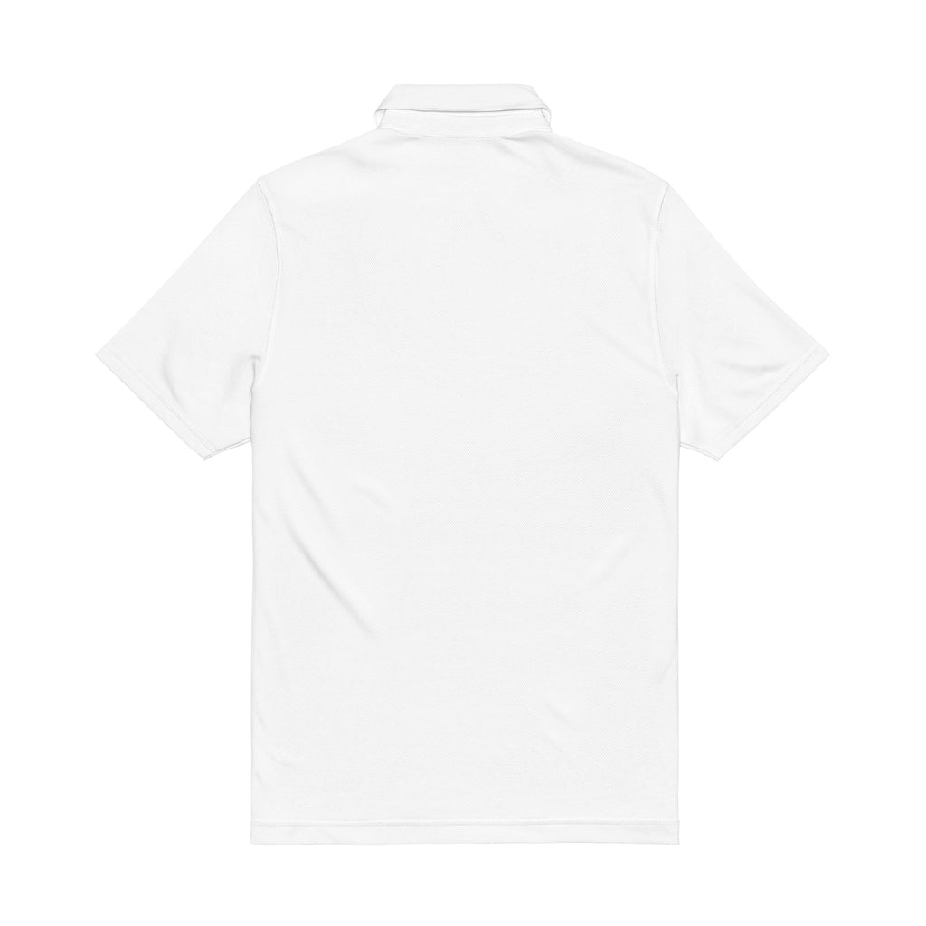 Embroidered White Polo Shirt with Green & Gold 'M' Crest