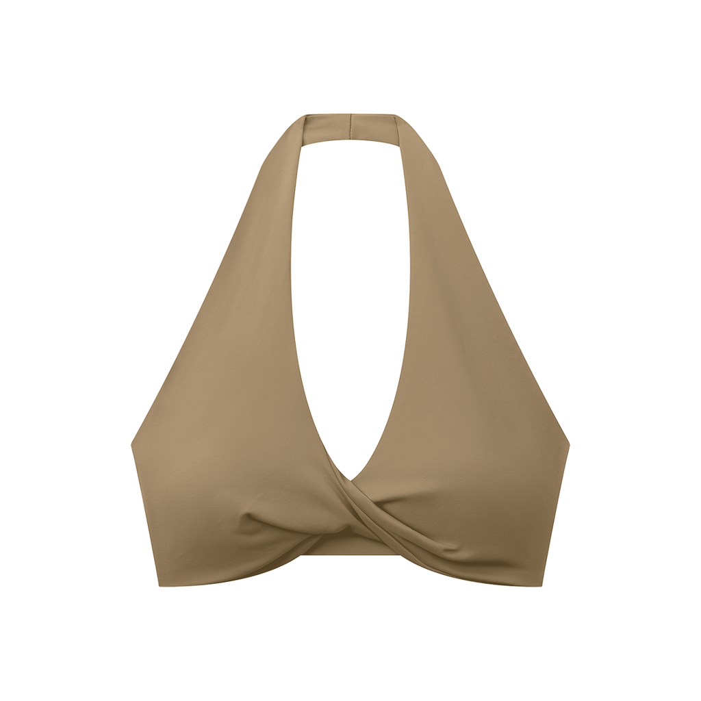 Sweet Route Women's Pleated Halter Sports Bra
