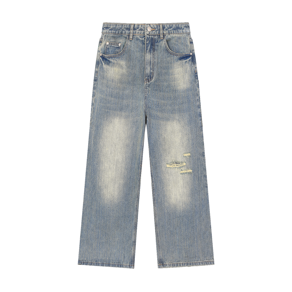 Sweet Route Vintage Wash Distressed Denim Jeans