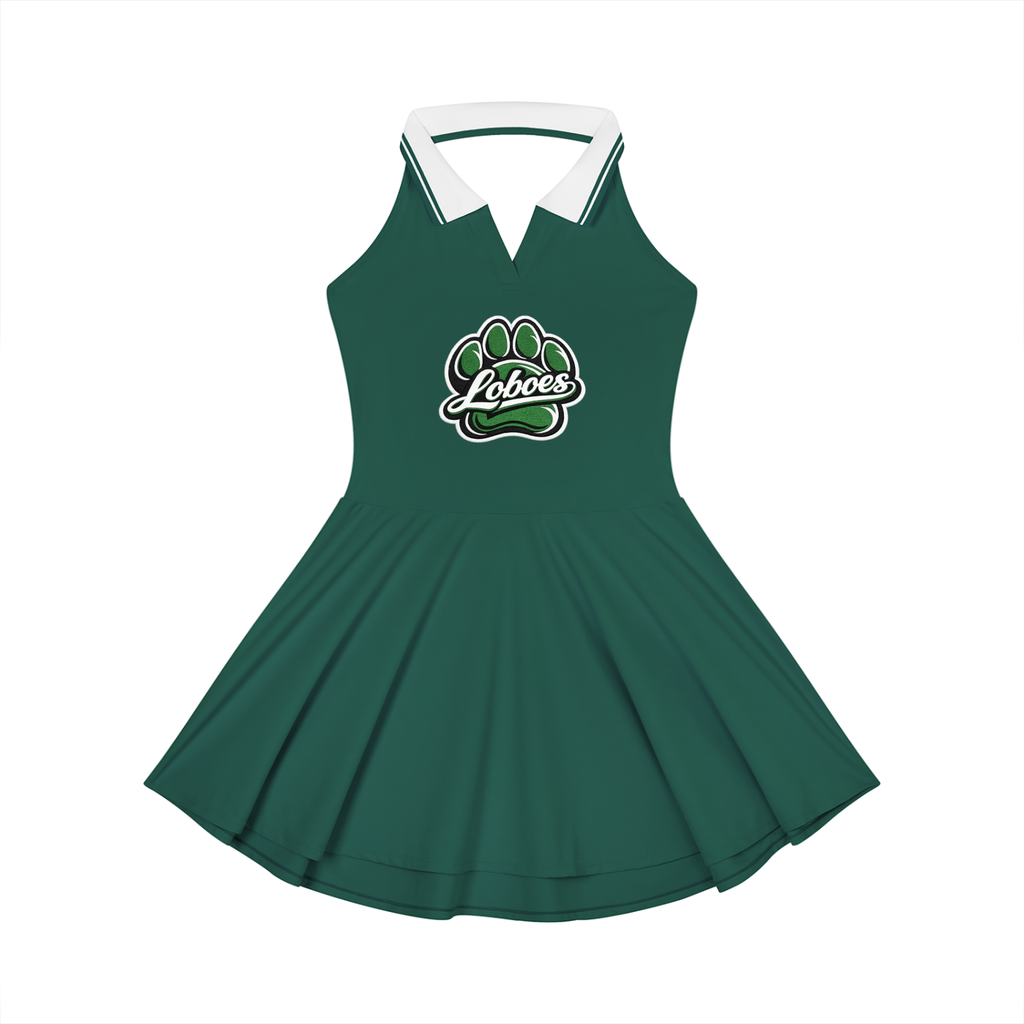 Monahans Loboes Women’s Collared Halter Athletic Dress | Kelly Green Game Day Tennis Dress