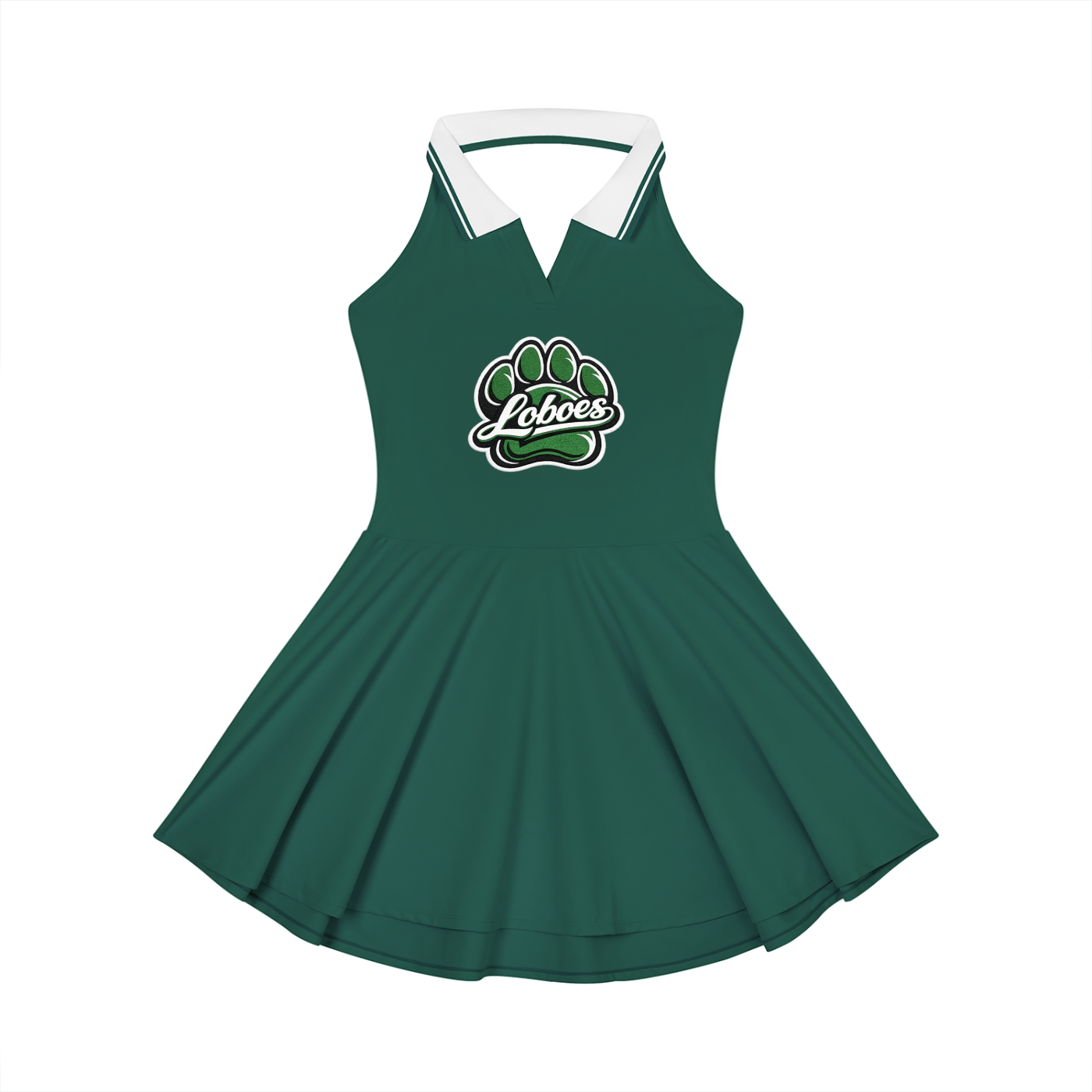Monahans Loboes Women’s Collared Halter Athletic Dress | Kelly Green Game Day Tennis Dress