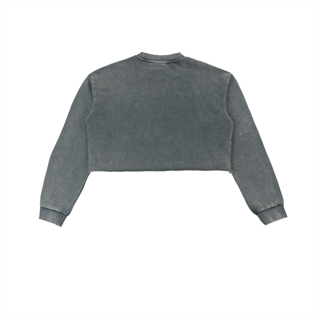 Sweet Route Snow Washed Raw Edge Cropped Sweatshirt