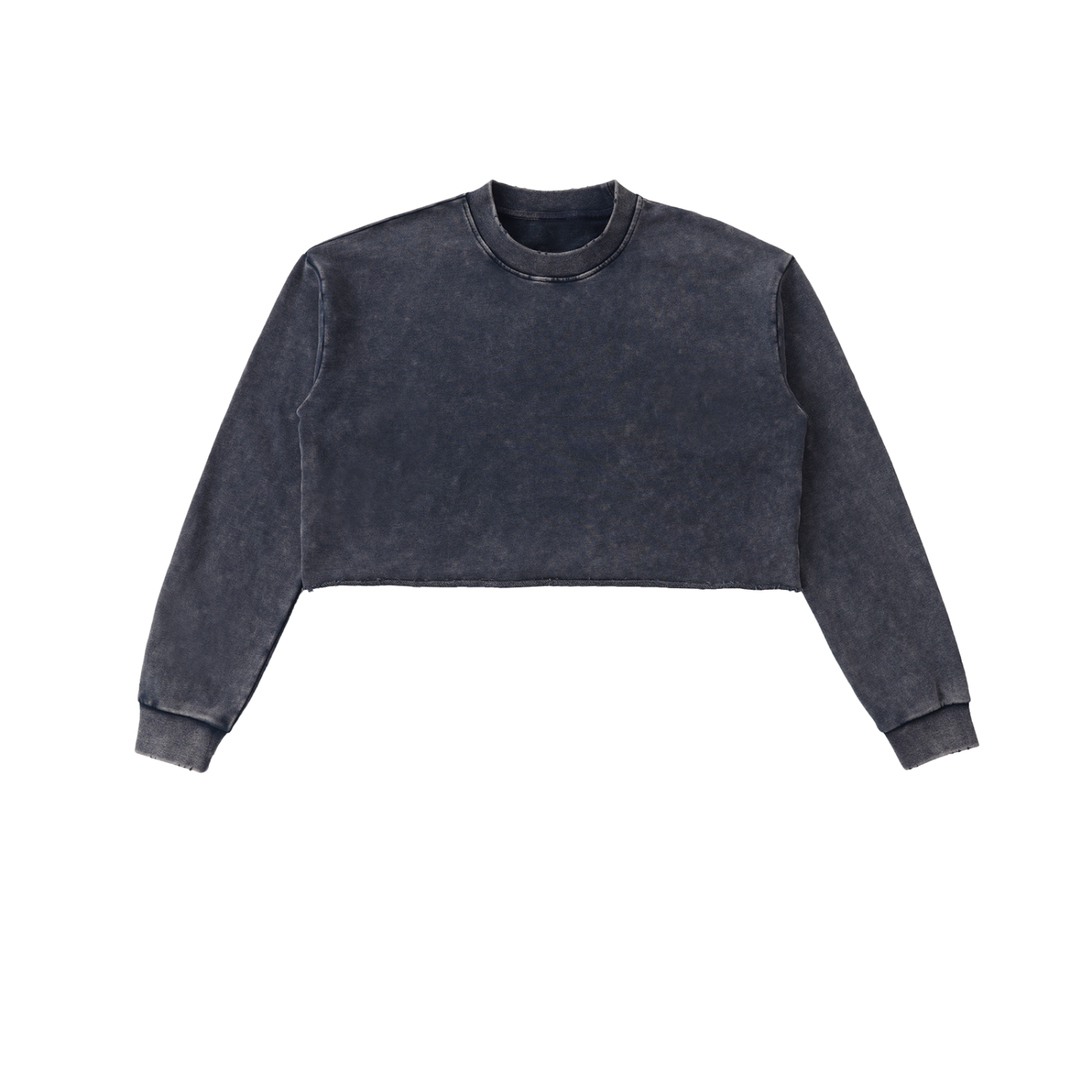 Sweet Route Snow Washed Raw Edge Cropped Sweatshirt