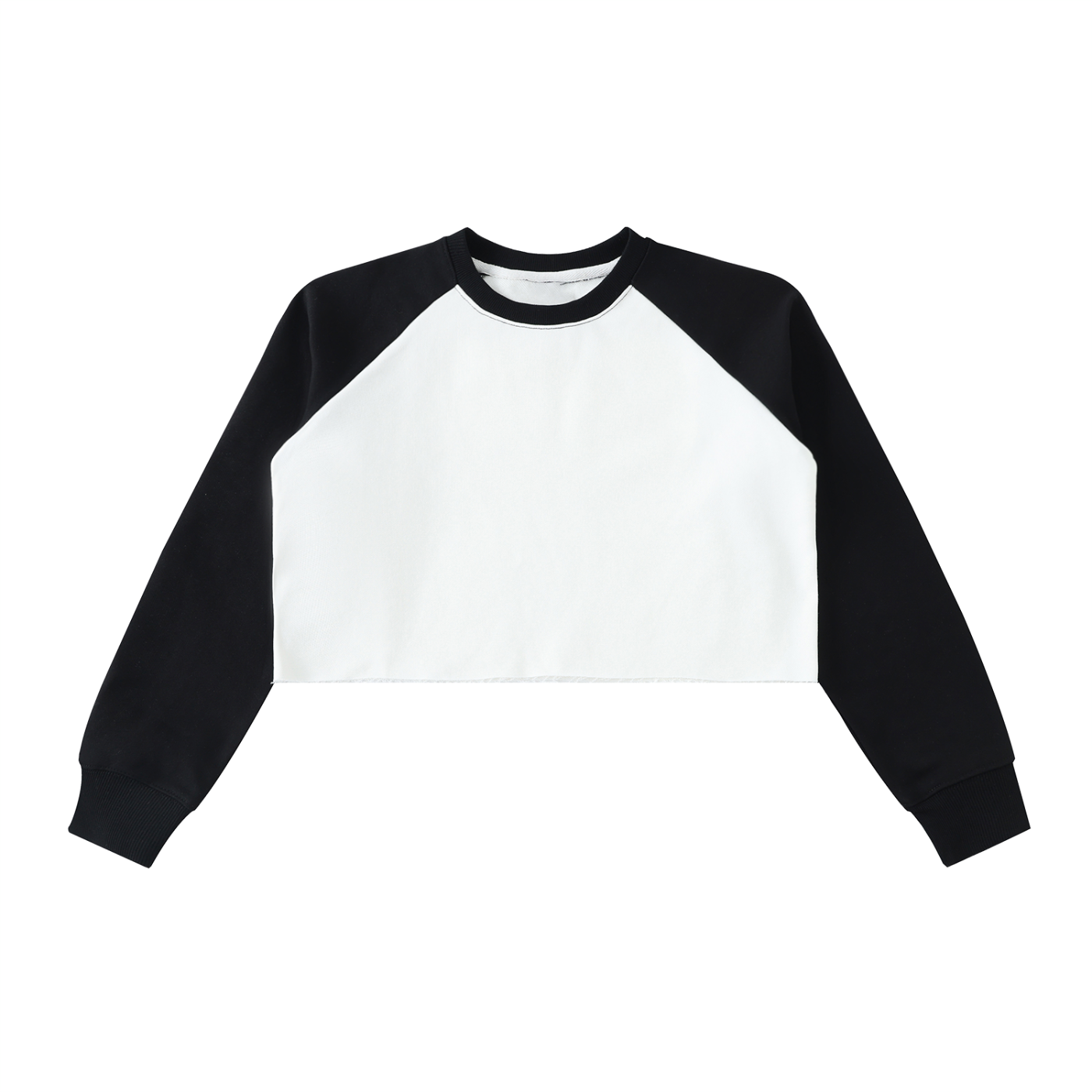 Sweet Route Raw-Hem Color-Block Raglan Crop Sweatshirt