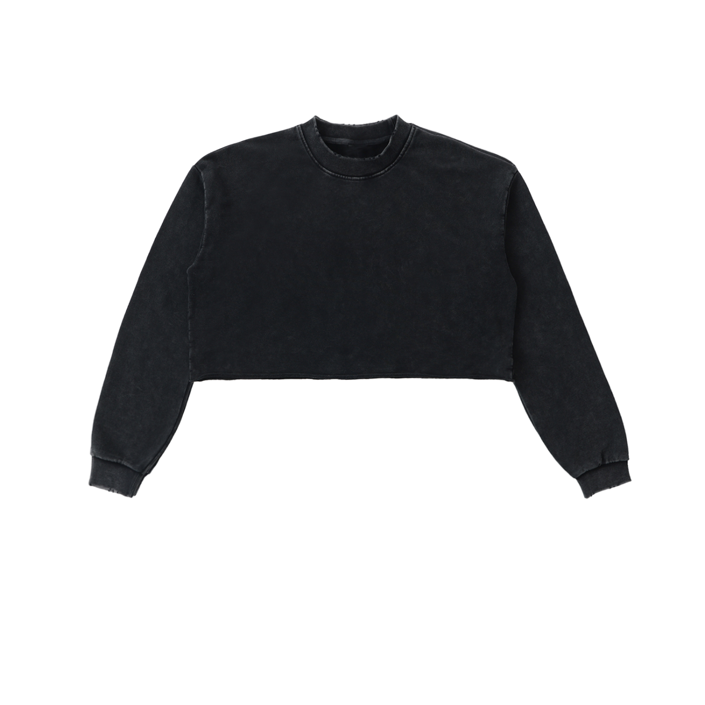 Sweet Route Snow Washed Raw Edge Cropped Sweatshirt