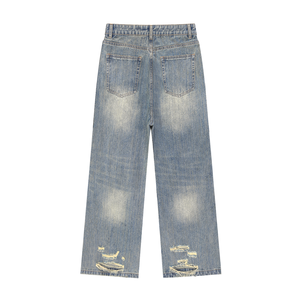 Sweet Route Vintage Wash Distressed Denim Jeans