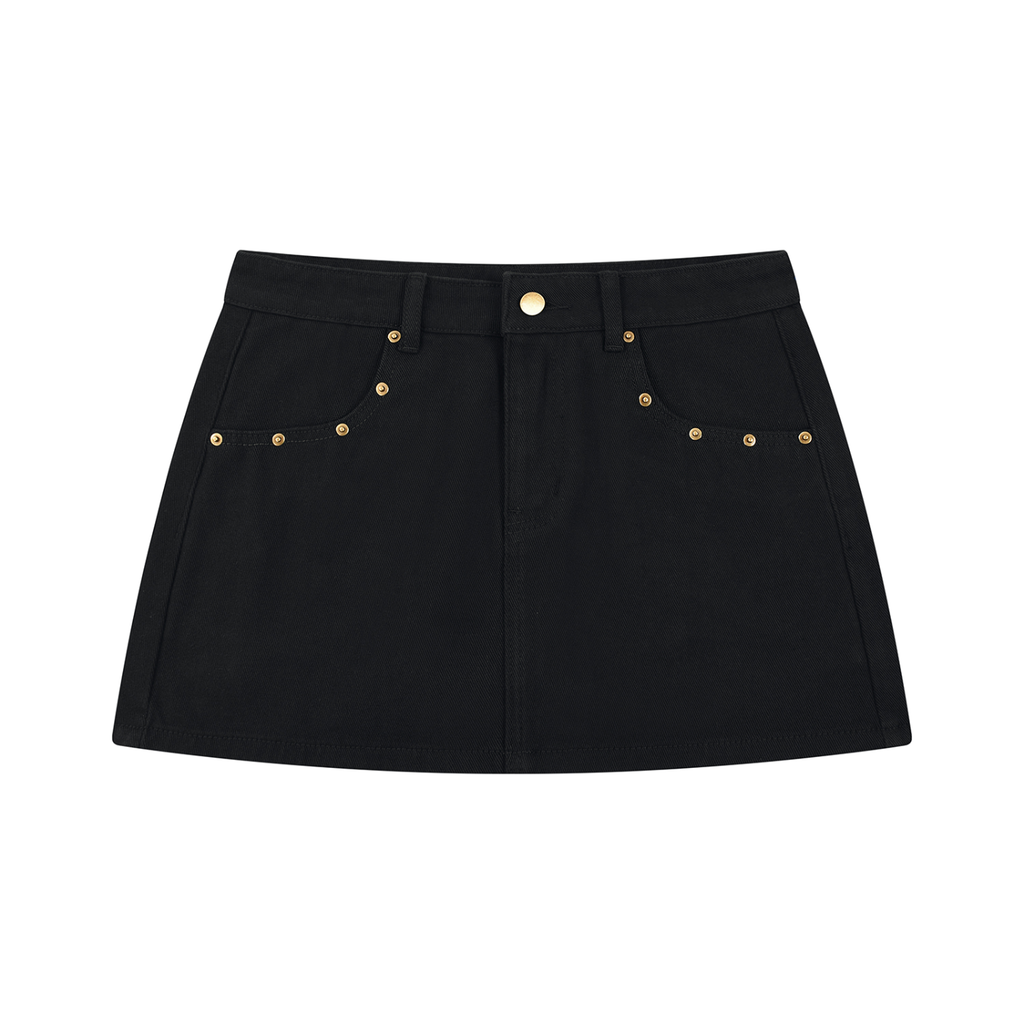 Sweet Route Women's Studded Denim Mini Skirt