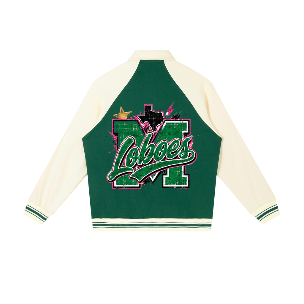 Monahans Texas Loboes Contrast Raglan Sleeve Baseball Jacket