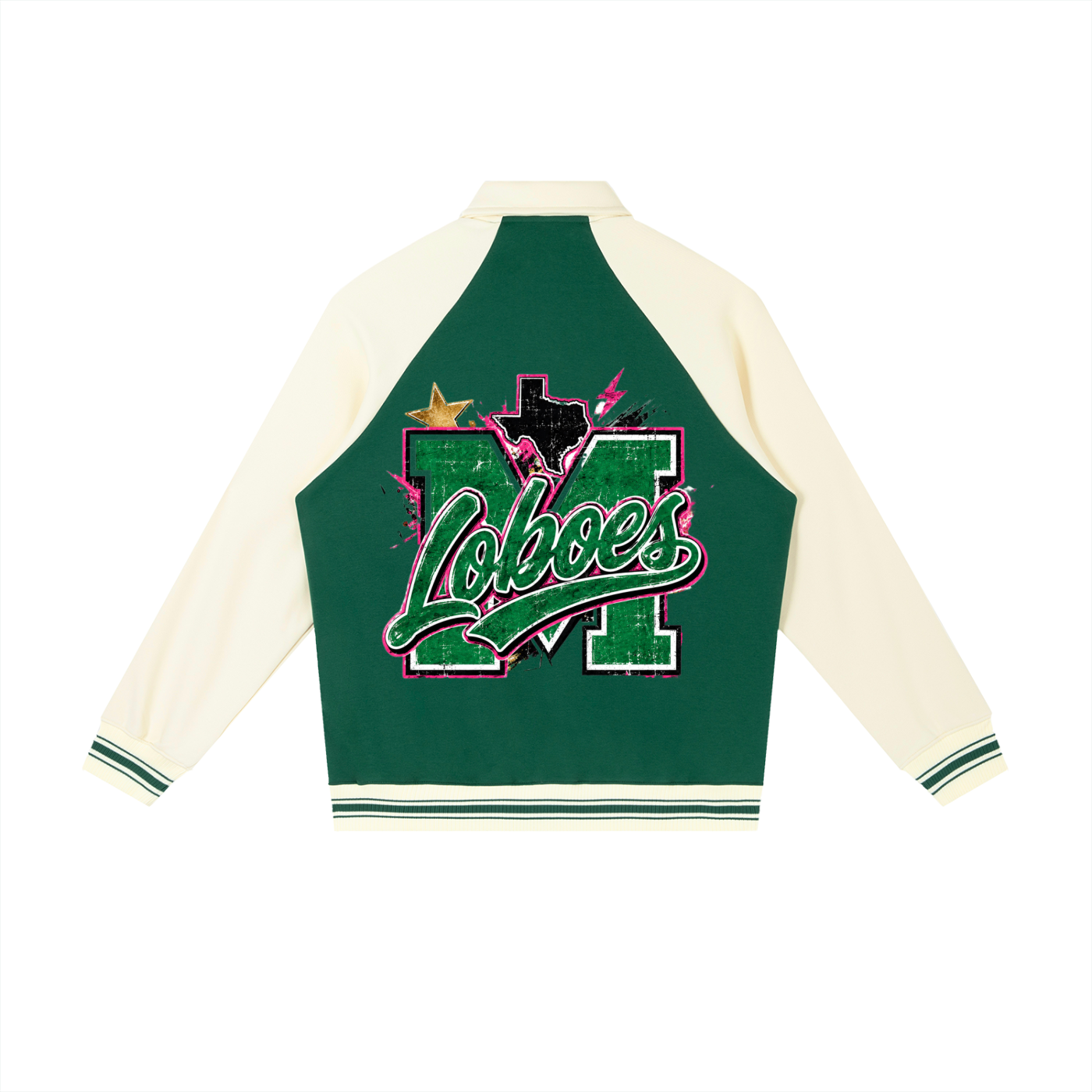 Monahans Texas Loboes Contrast Raglan Sleeve Baseball Jacket